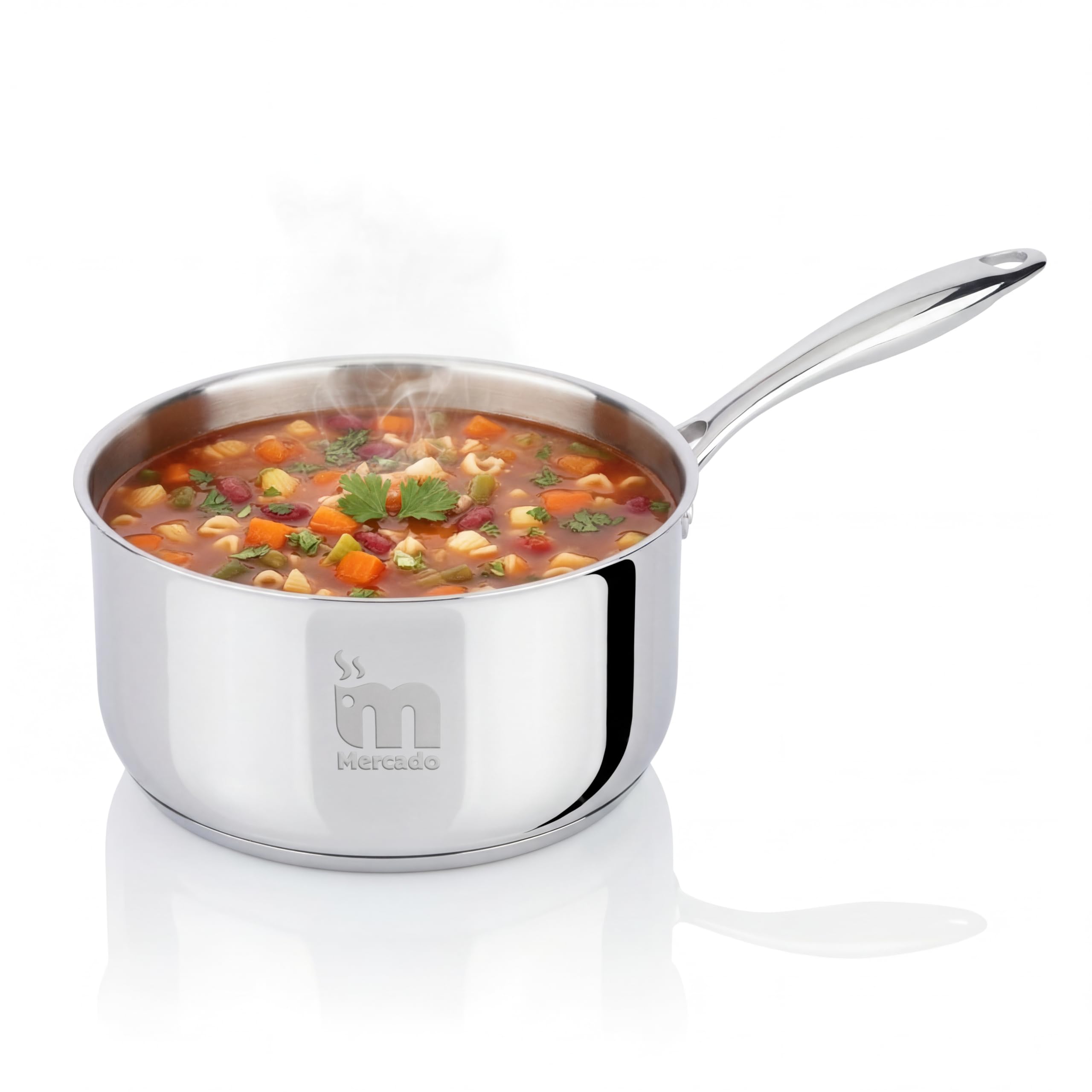 Mercado Triply Stainless Steel Saucepan |Tea Pan/Milk Pan|Inner Layer Ss304 Food-Grade Steel |Cool-Touch Handle|Even Heat Distri