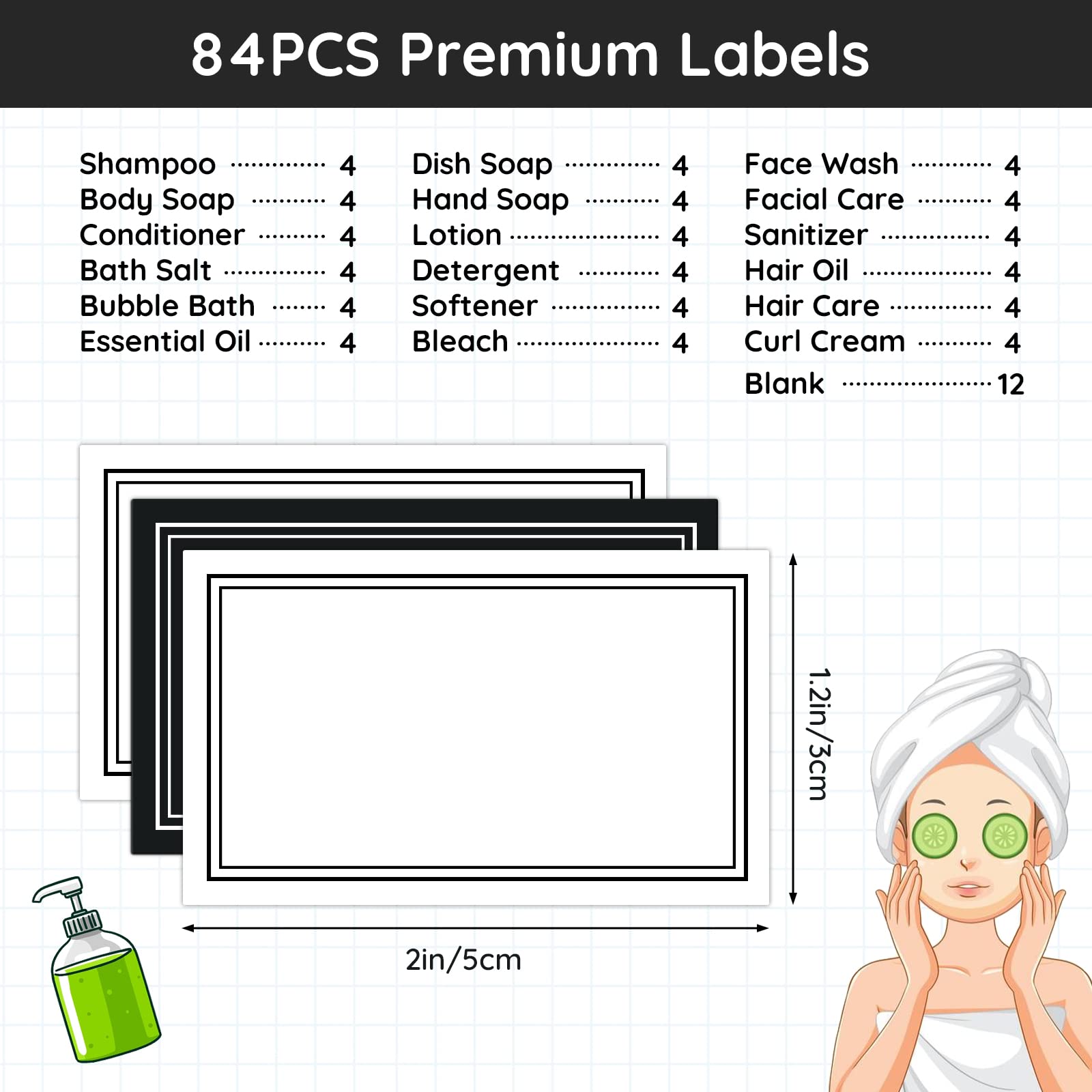 Segbeauty Bathroom Labels For Organizing, 36Pcs Waterproof Laundry Labels Soap Dispenser Stickers, Self-Adhesive Removable Beaut