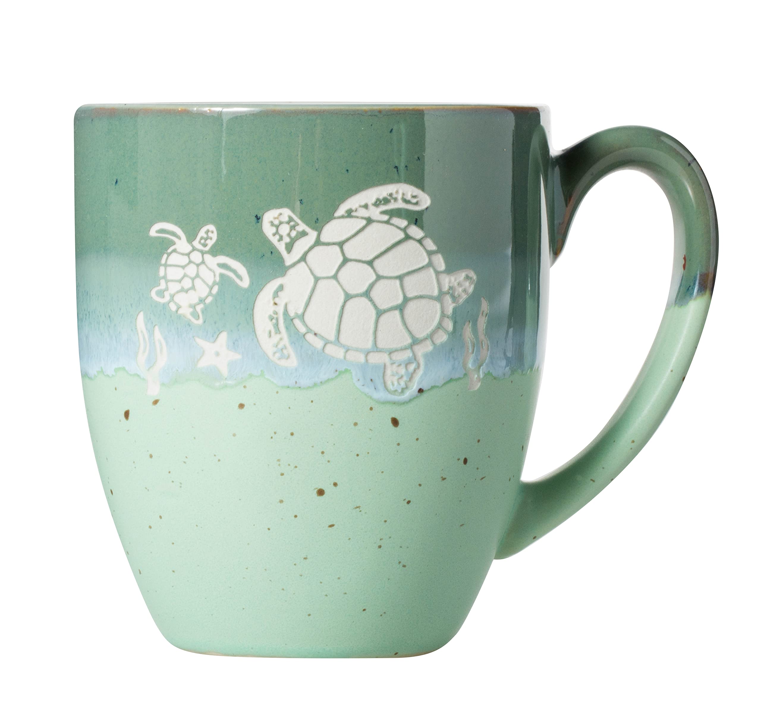 Cape Shore Freeport Etched Stoneware 18Oz Mug, Multiple Styles Available (Turtle)