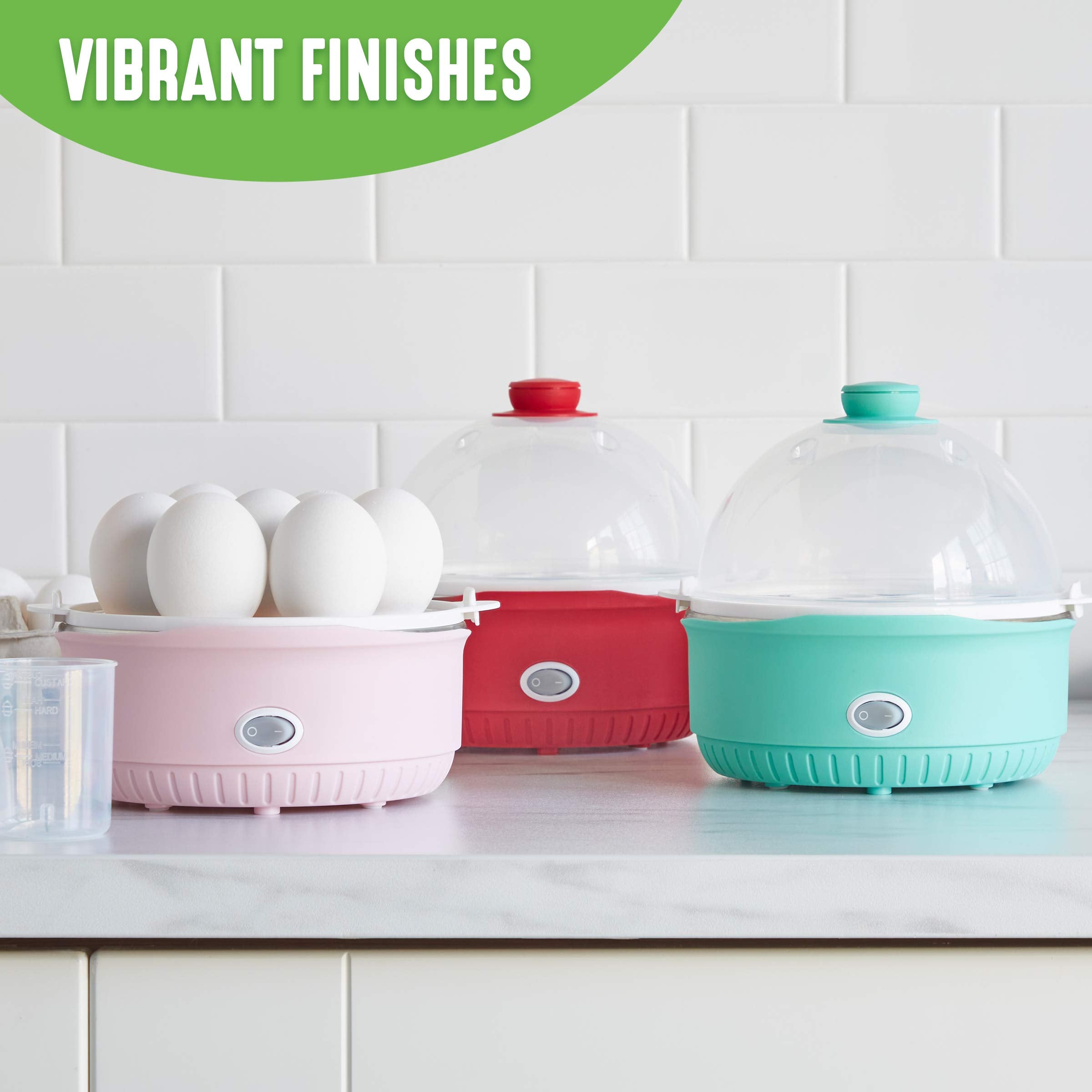 Greenlife Rapid Egg Cooker, 7 Egg Capacity For Hard Boiled, Poached, Scrambled And Omelet Tray, Easy One Switch, Dishwasher Safe