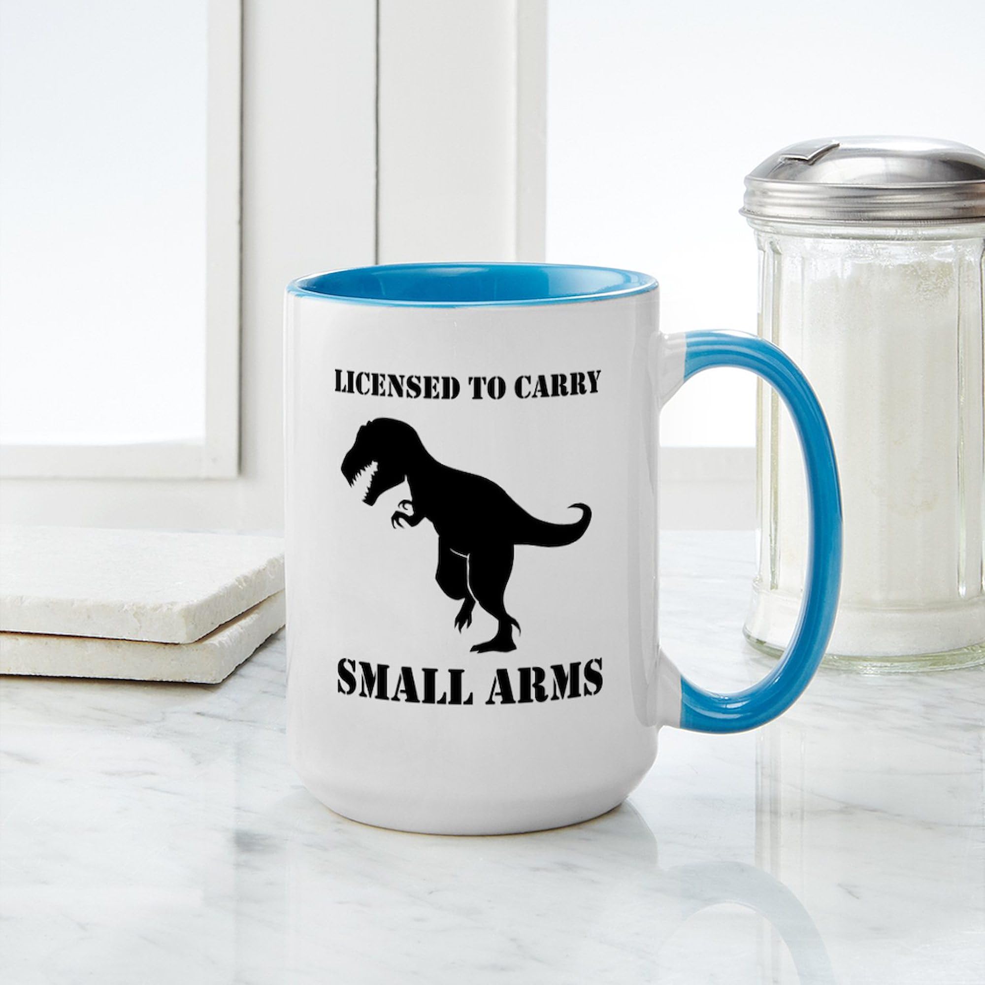 CafePress Licensed To Carry Small Arms T Rex Dinosaur Mugs 15 oz (444 ml) Ceramic Coffee Mug