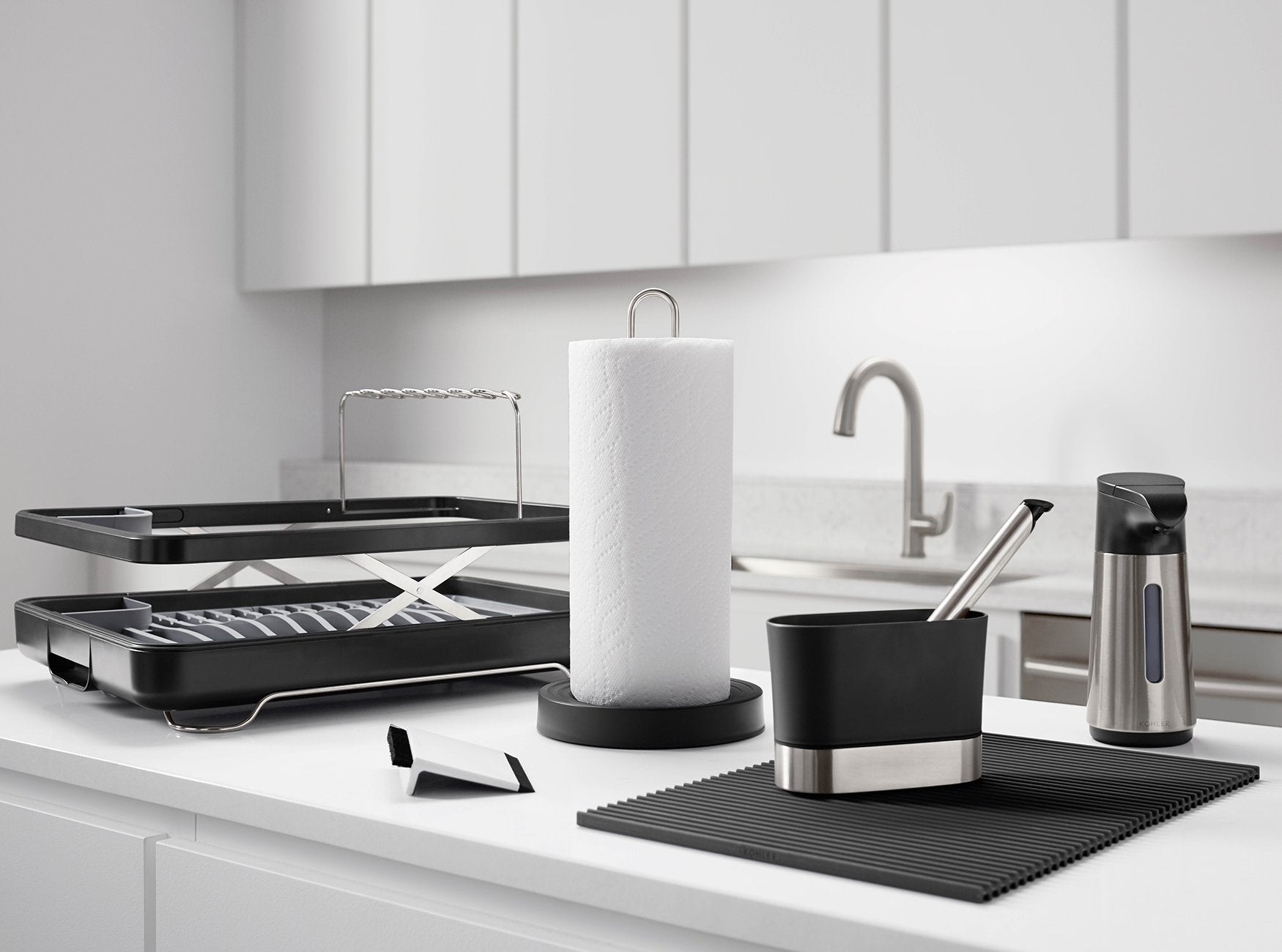 Kohler K-8624-0 Kitchen Pot and Pan Dish Scraper  Silicone and Nylon  Heat Resistant  White and Charcoal  One SIze