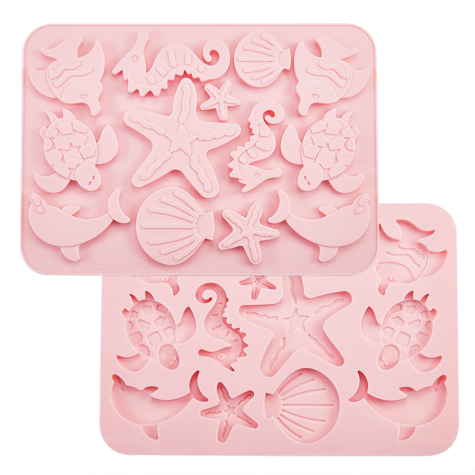 Ur Urlifehall 2 Pcs Marine Organism Food Grade Silicone Moulds Ocean Animal Fondant Moulds For Cake Chocolate Candy Biscuits Soa