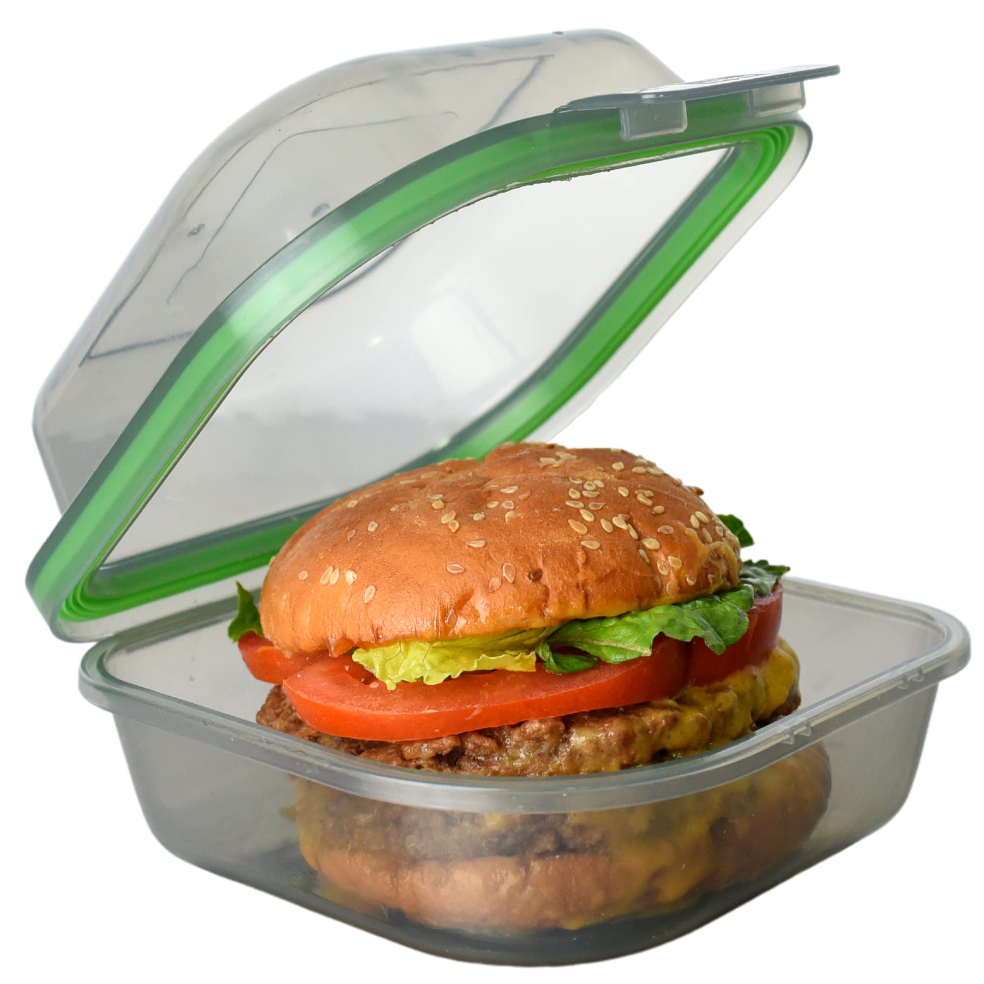 Mygo Container Bun Sized To-Go Compartment Container, 5-1/2'' X 5-1/2'' X 3-1/2'' Reusable, Microwave Safe, Nsf Certified, Smoke