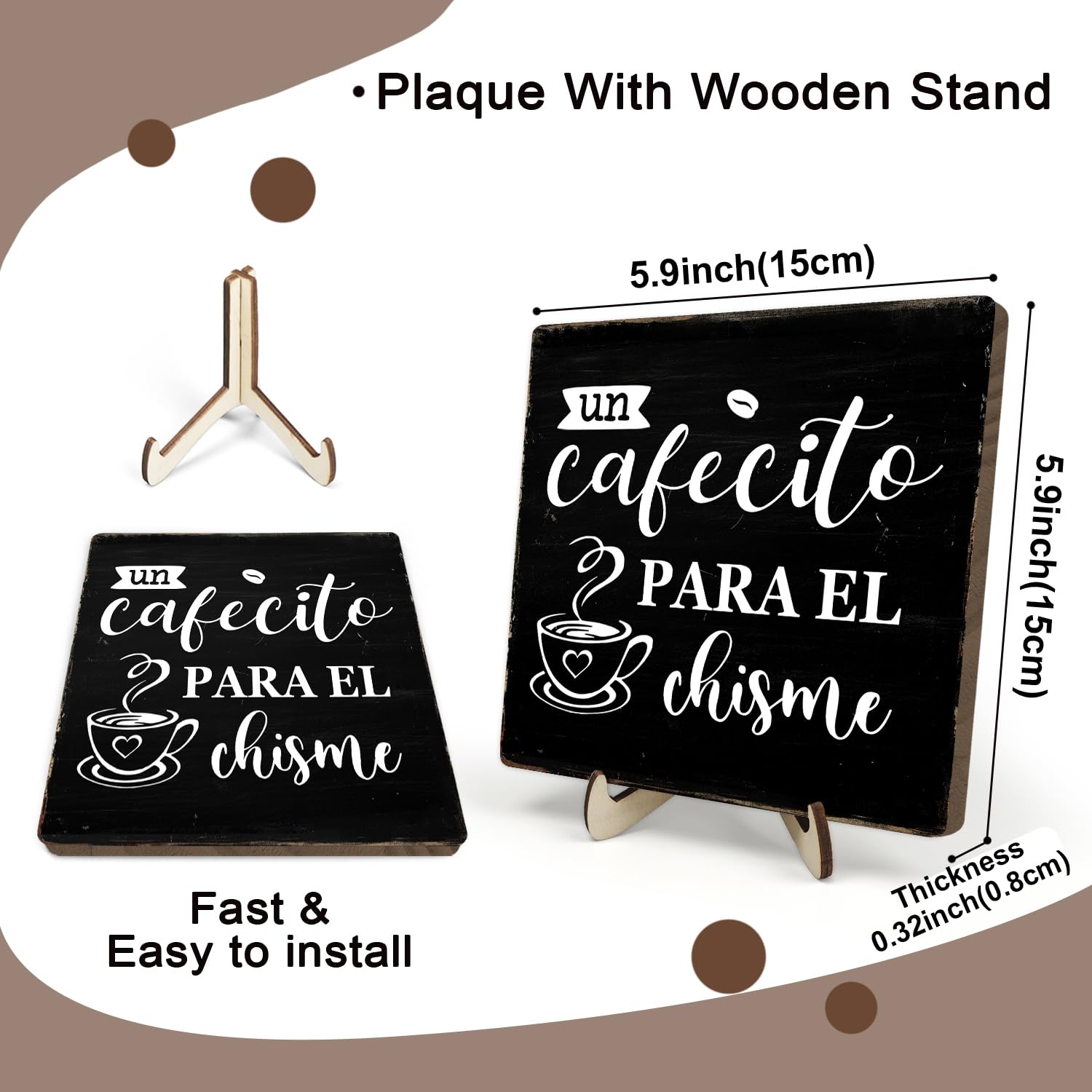 Coffee Bar Decor Sign, Coffee Bar Accessories, Funny Coffee Bar Desk Decor, Rustic Wooden Plaque Coffee Sign Farmhouse Coffee Ba