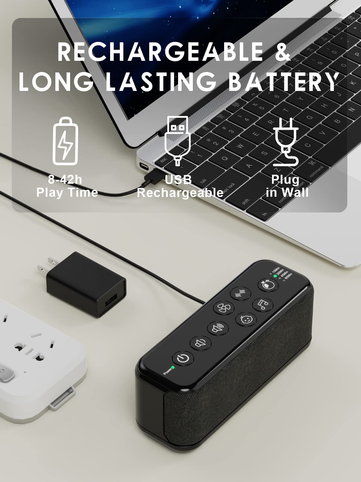 Portable White Noise Machine For Adults Kids With 42 Soothing Sounds, Rechargeable Travel Sound Machine, Rain & Ocean Sounds, Au