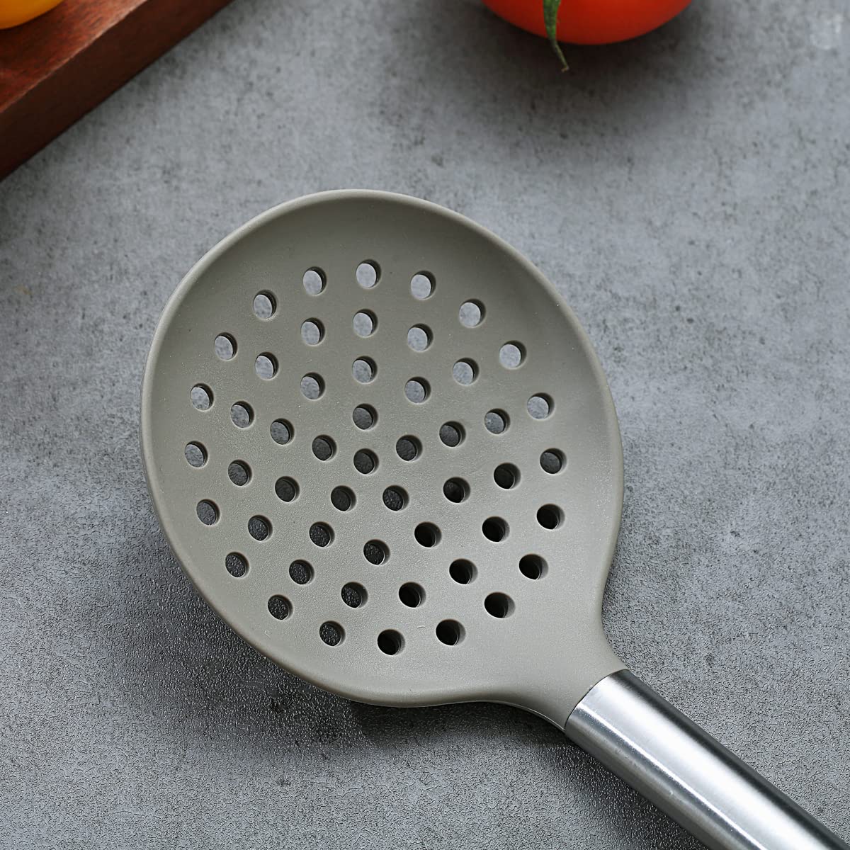 Berglander Skimmer, Non-Stick Silicone Strainer, Kitchen Cooking Skimmers For Non-Stick Cookware, Dishwasher Safe, Easy To Clean