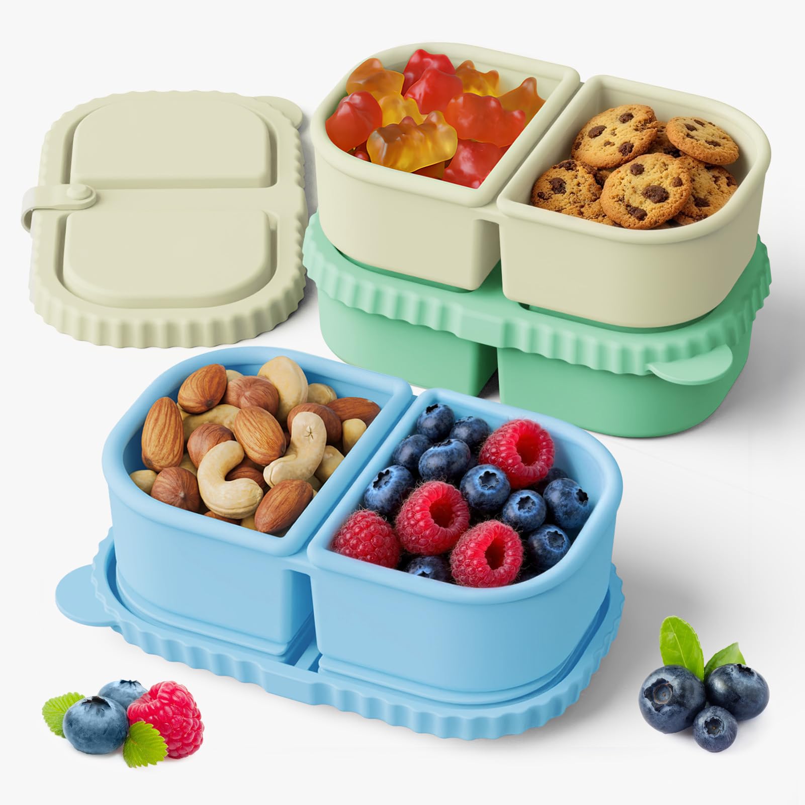 YQL 3 Pack 8 oz Silicone Snack Containers with Lids