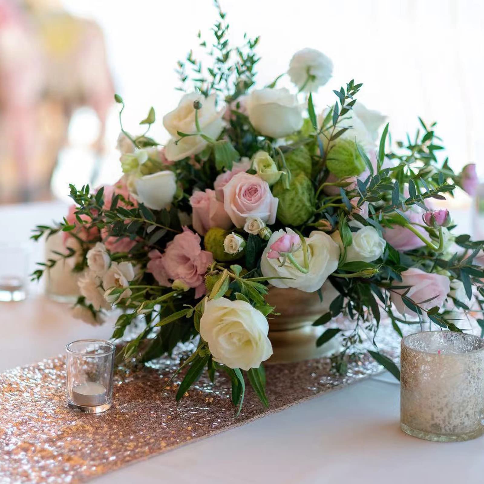 Rose Gold Glitter Sequin Table Runner 12X72 Inch For Sparkling Your Party Home Table Docorations Happy Birthday Wedding Bridal S