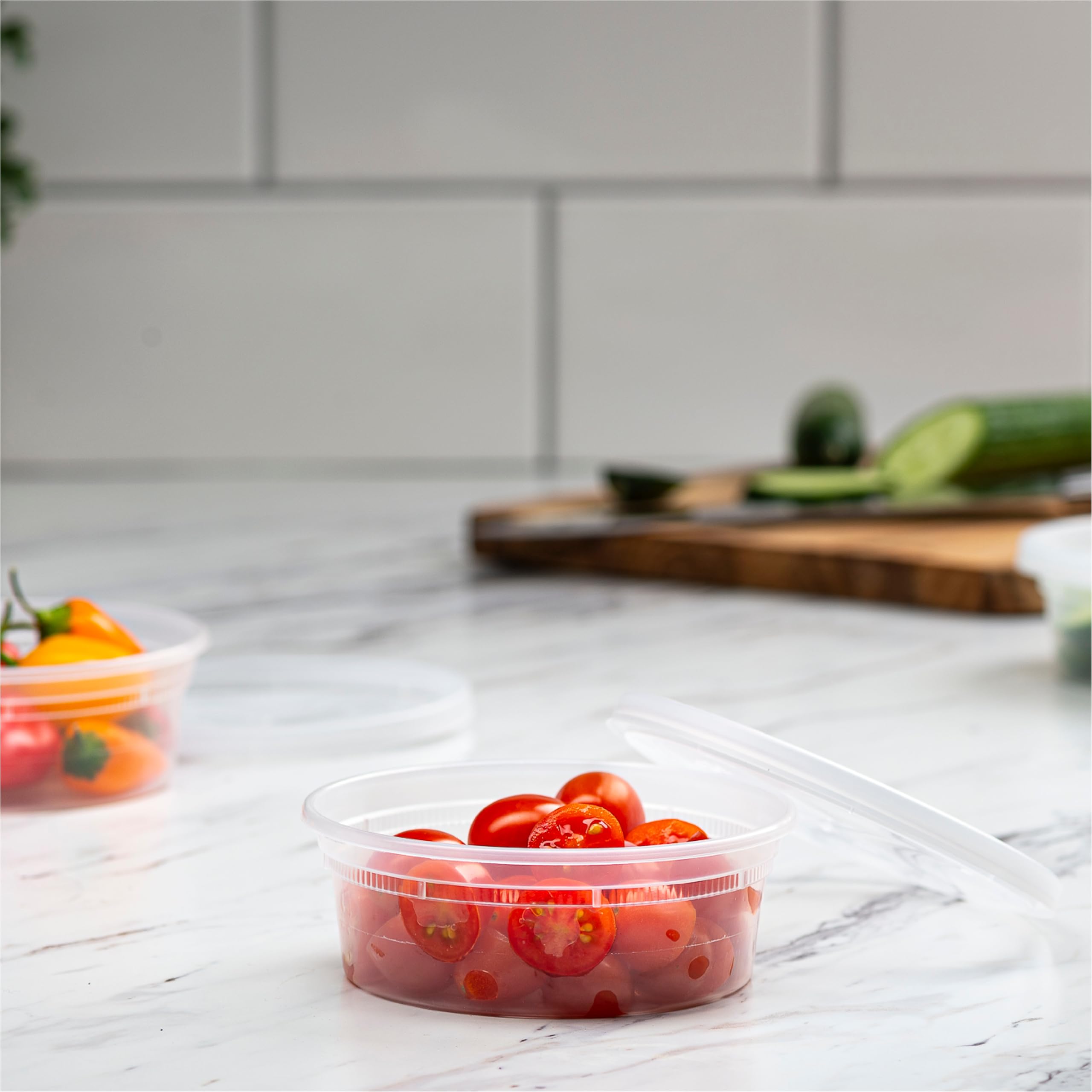[48 Sets - 8 Oz.] Plastic Containers With Lids - Slime Containers 8 Oz - Small Containers With Lids