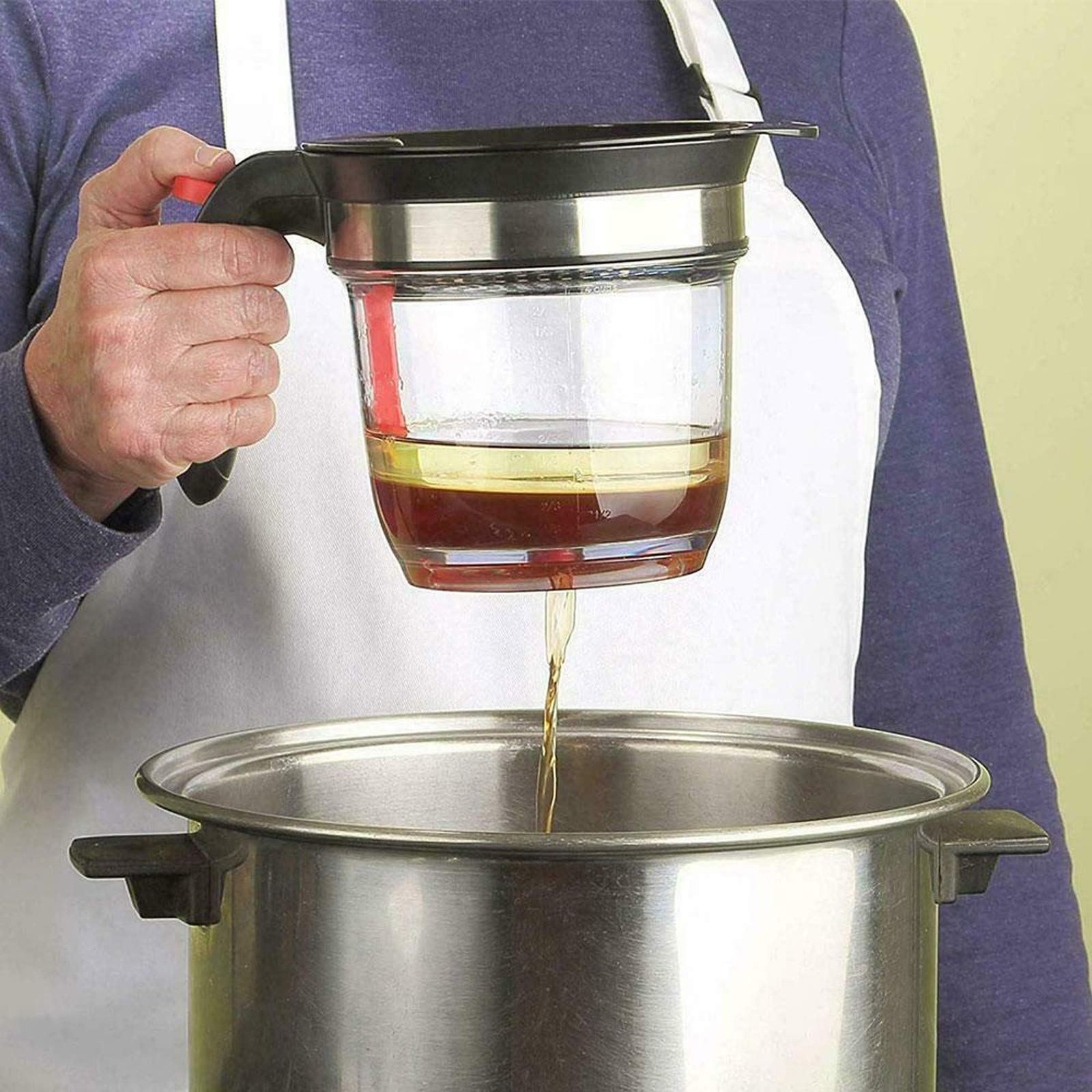 Gravy Fat Separator, With Bottom Release Strainer 1L Grease Separator Cup, Fat Skimmer For Cooking