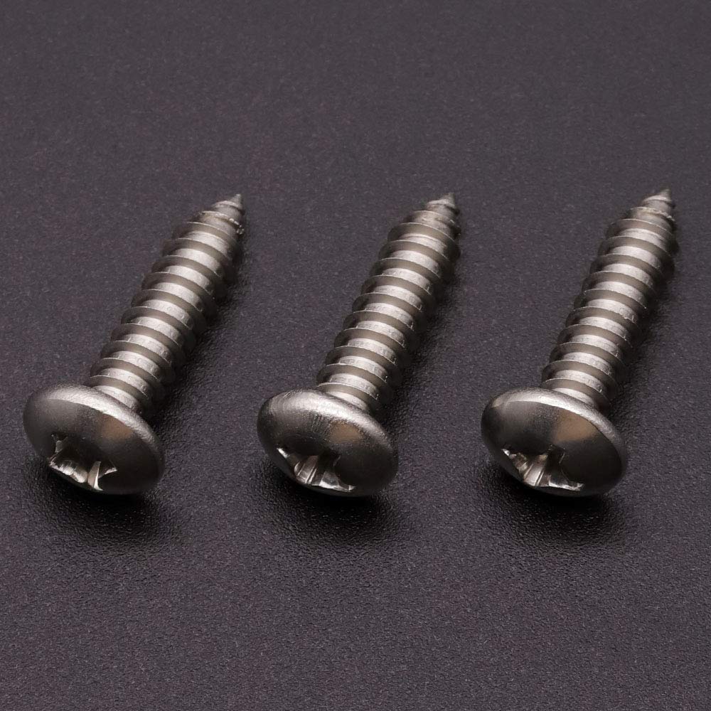 10 X 12 (100 Pack) Stainless Steel Phillips Pan Head Wood Screws, Stainless Steel 304 (18-8), Pan Head Sheet Metal Screws Self T