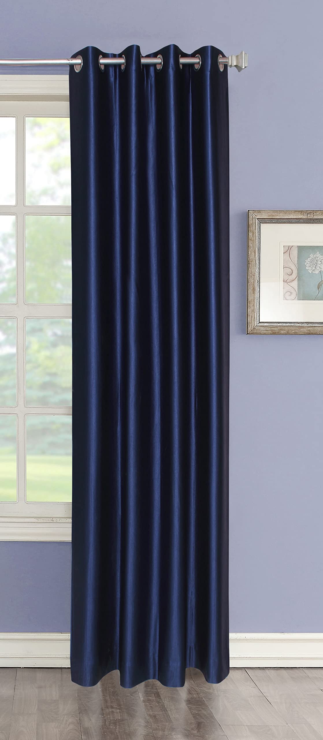 Decoholic Blue Polyester Door Curtain 7 Feet | Darkening Faux Texture Plain Drape With Eyelets | Pack Of 1 Panel For Living Room