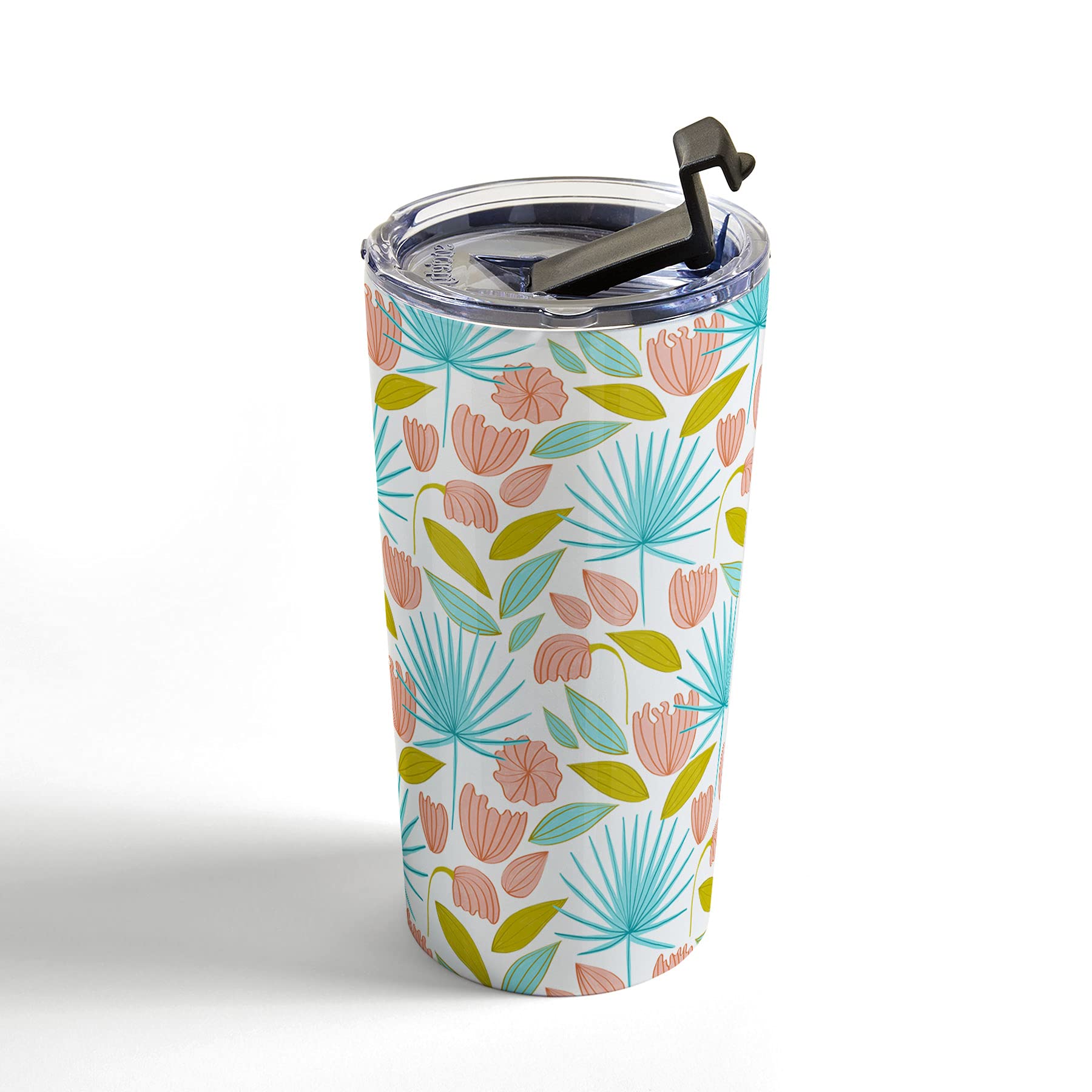 Society6 83 Oranges Divine Floral Travel Mug, 20Oz, Blue