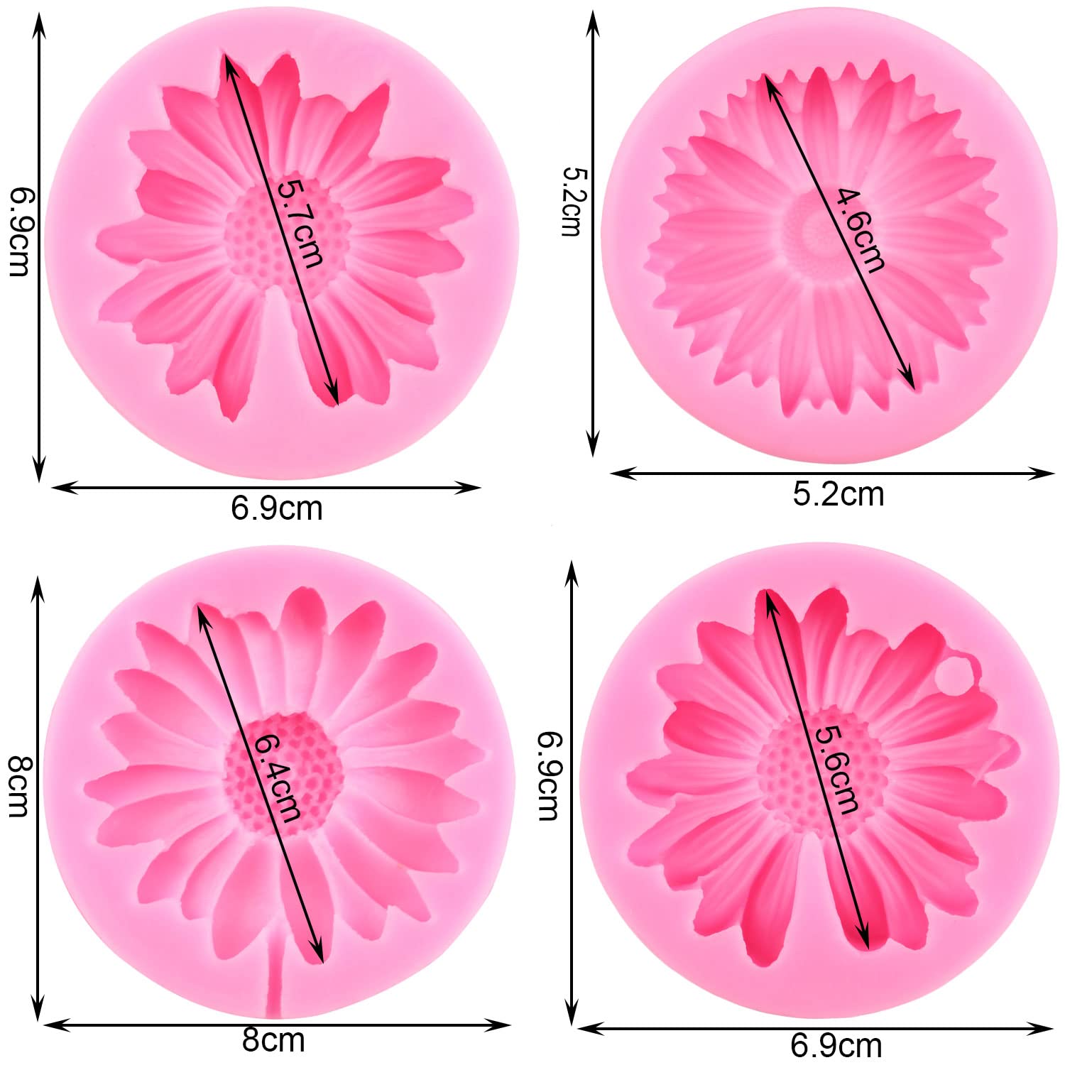Mujiang Chrysanthemum Flower Silicone Molds Sunflower Fondant Mold Flower Lollipop Candy Mold For Cake Decoration Cupcake Topper