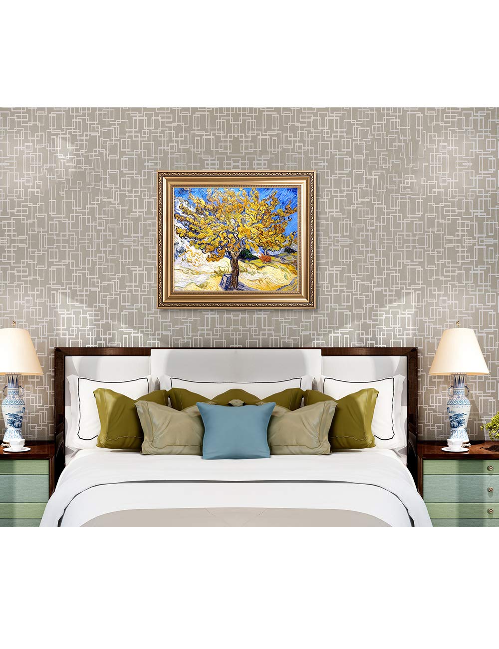 Decorarts - The Mulberry Tree - Vincent Van Gogh. Giclee Print On Canvas With Matching Golden-Relief Framed Wall Art. Picture Si
