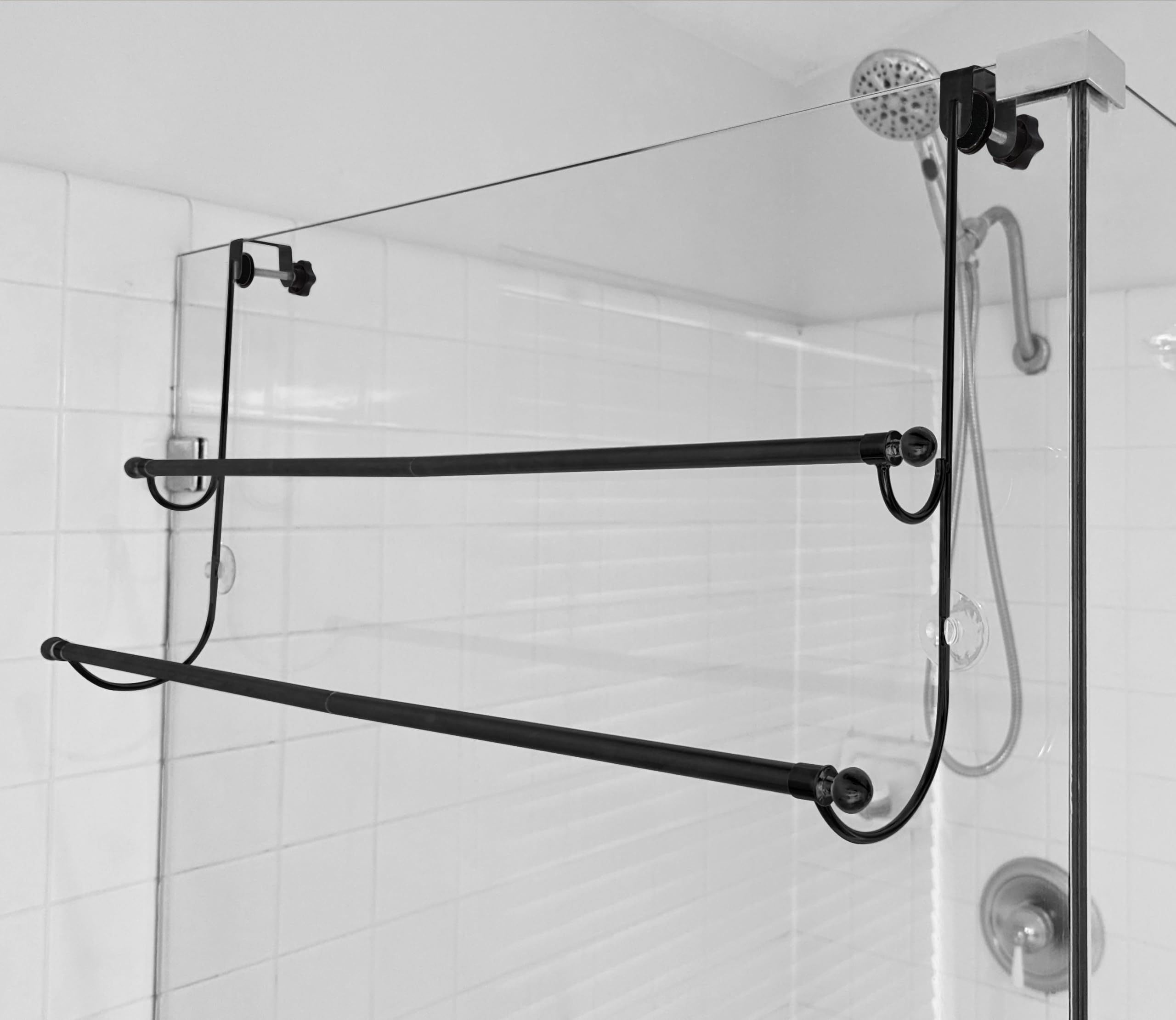 Insieme 29 x16 Inch Towel Rack for Over Glass Shower Wall or Glass Shower Enclosure (Frameless or Frames up to 1.6 Thick). Easy 