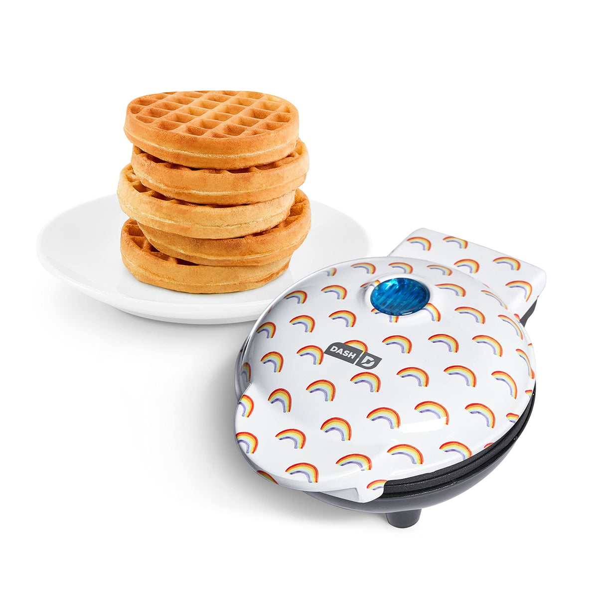 Dash Dmw100Rp Mini Maker For Individual Waffles, Hash Browns, Keto Chaffles With Easy To Clean, Non-Stick Surfaces, 4 Inch, Whit