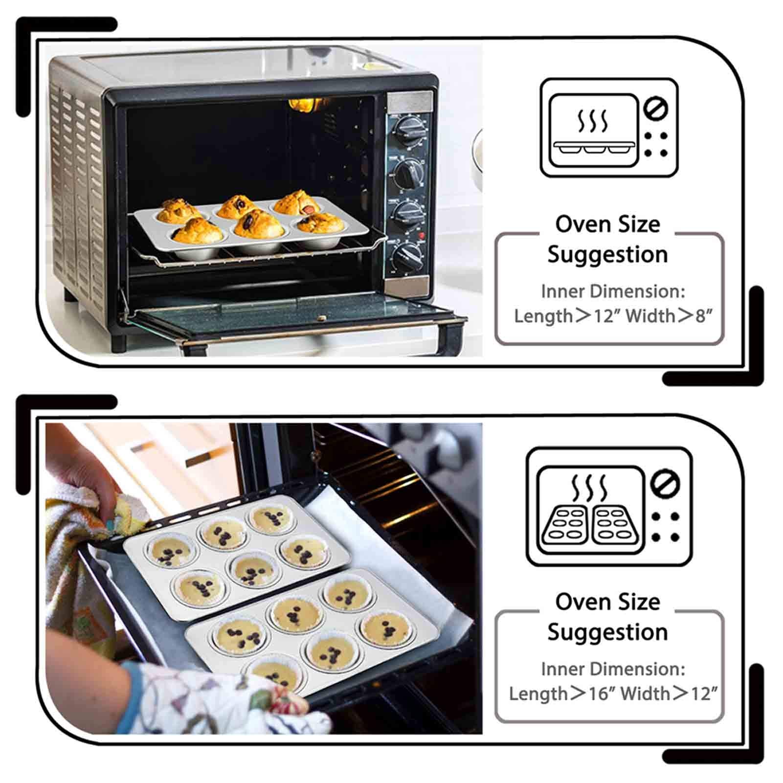 Teamfar Muffin Pans For Baking, Cupcake Pan Tray Set For Making Cakes Cornbread Quiche And More, Healthy & Non Toxic, Oven & Dis