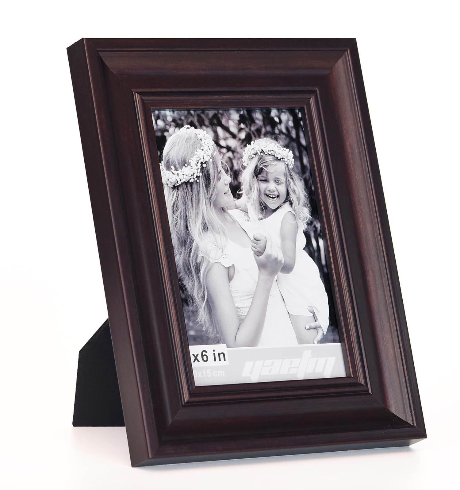 Yaetm 4x6 Picture Frame Set of 4, 1.4    Wide Molding & Dark Brown Photo Frames with HD Tempered Glass, Display on Tabletop & Wa