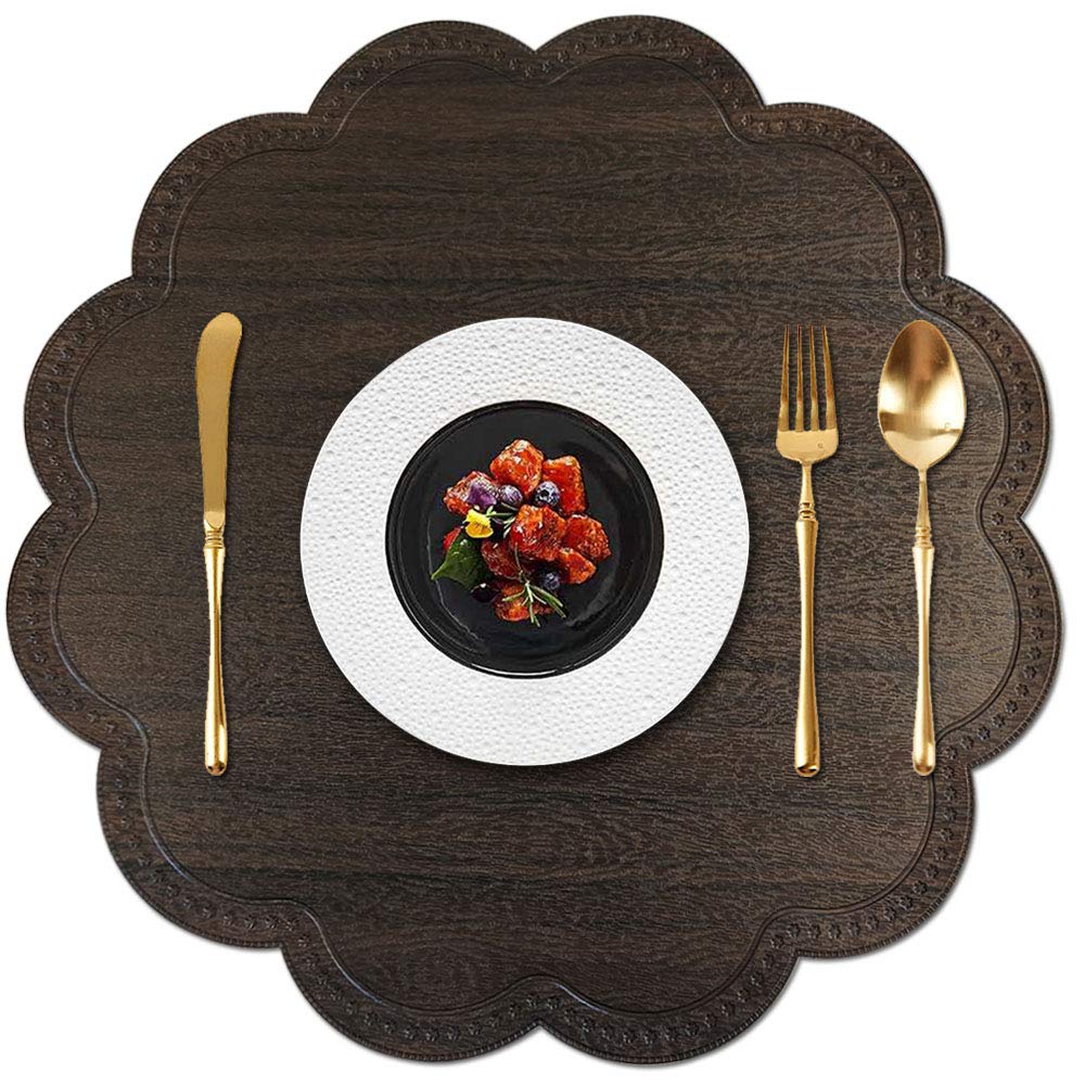 Kreatur Round Waterproof Placemats For Dining Table Set Of 6,Modern Pu Washable Table Mats Non-Slip Easy To Clean For Home Kitch
