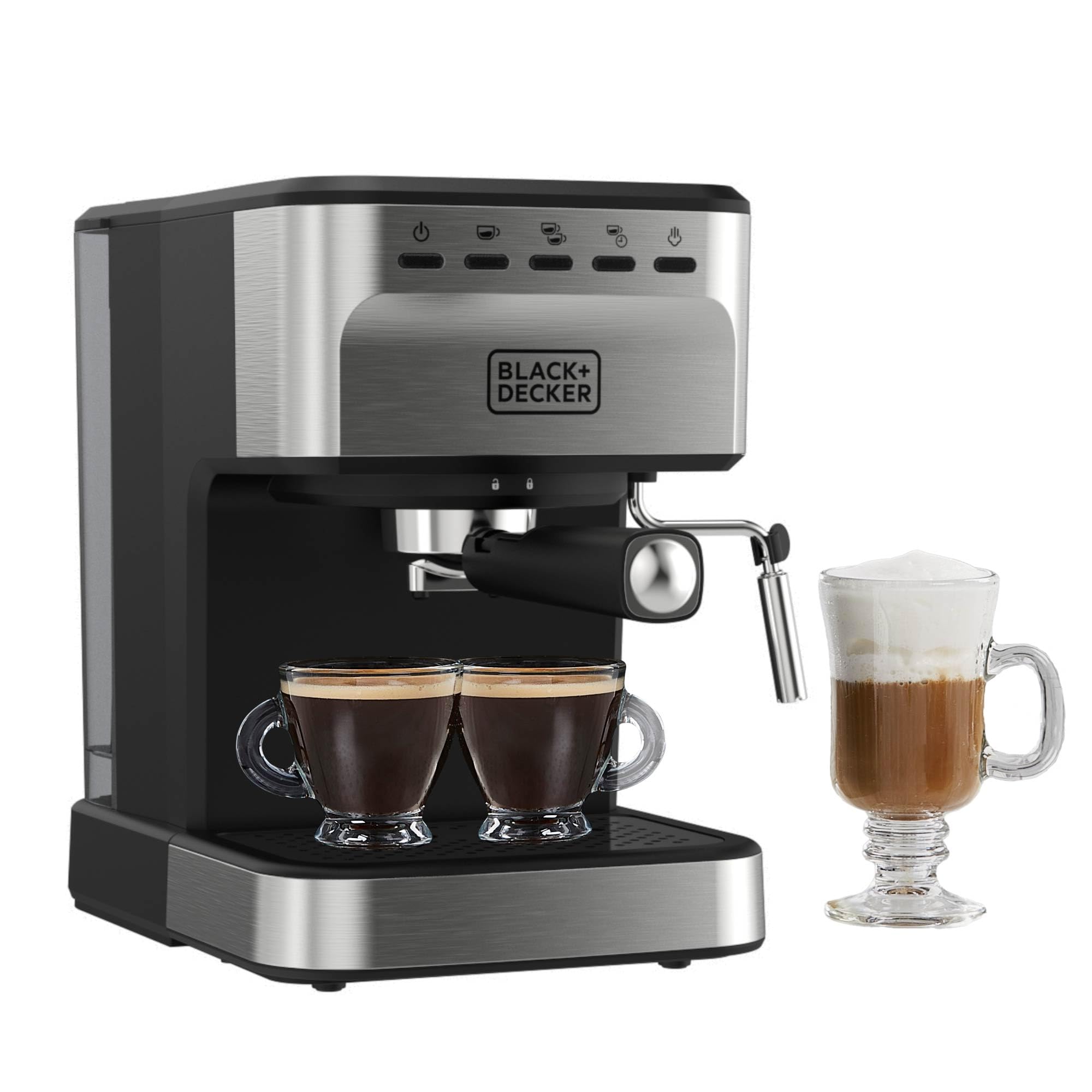 Black+Decker Semi-Automatic 15 Bar Espresso And Cappuccino Maker, Versatile Machine With Ability To Use Grounds Or Ese Pods To M