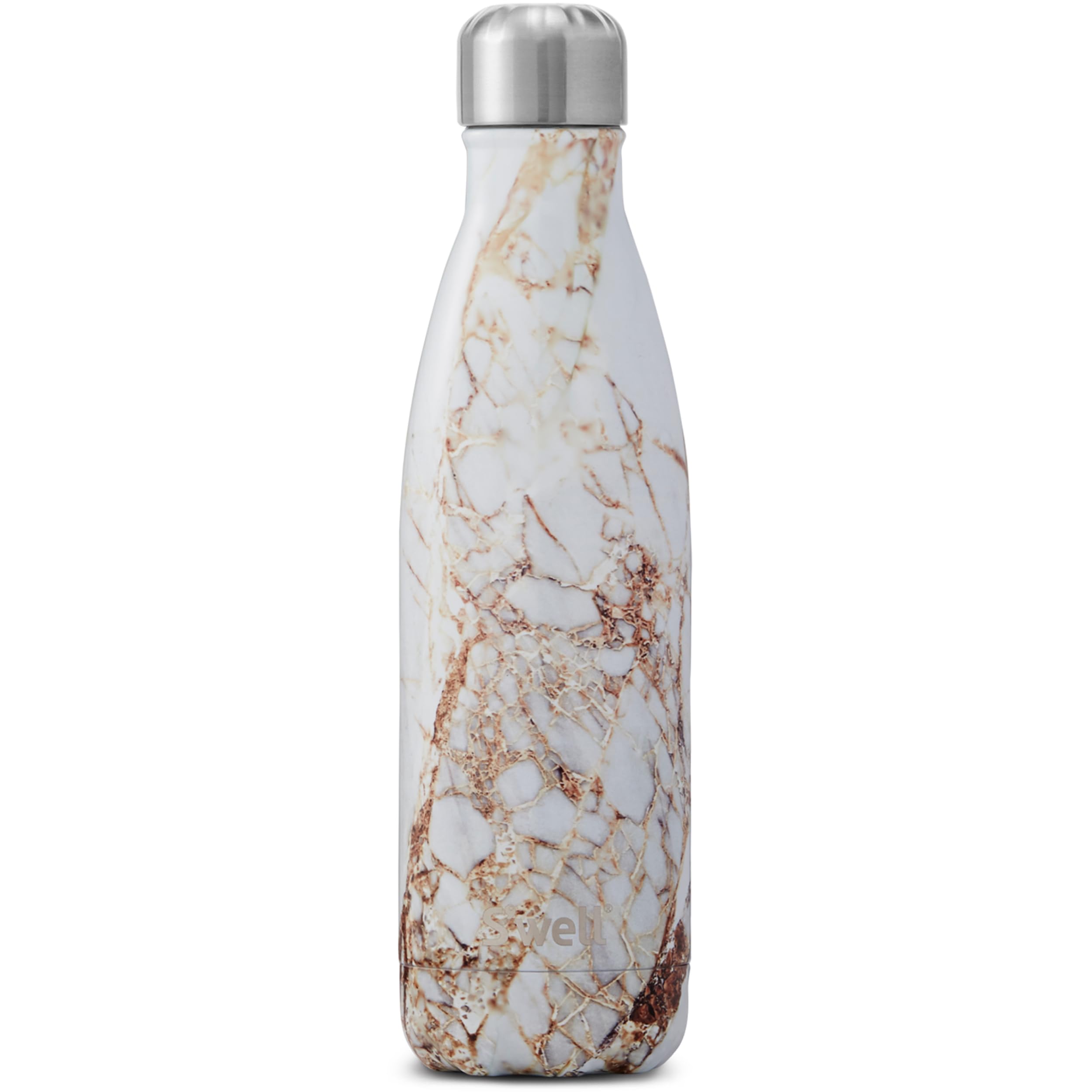 S'Well Stainless Steel Water Bottle, 17Oz, Calacatta Gold, Triple Layered Vacuum Insulated Containers Keeps Drinks Cold For 36 H
