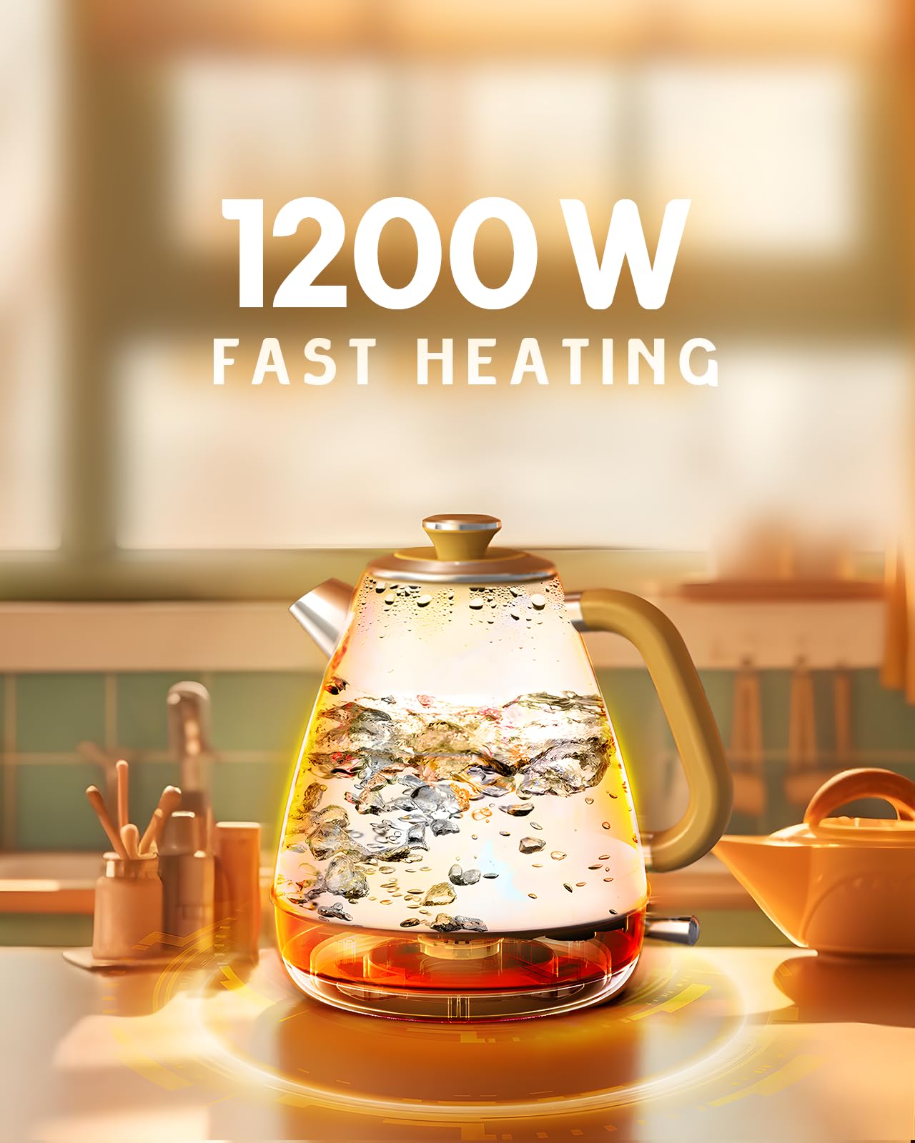 Hazel Quinn Retro Electric Kettle, 1.7L, Stainless Steel, Floral Design, 1200W, BPA-Free, Auto Shut-Off, Model XSH002