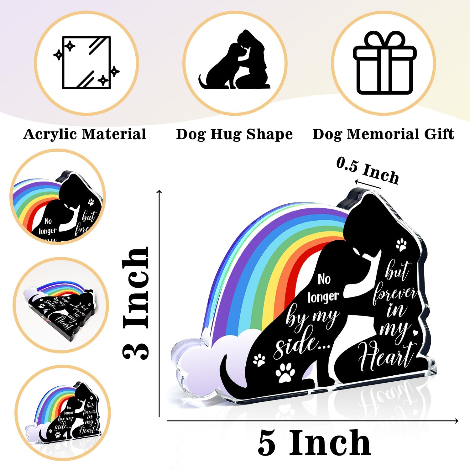 Pet Memorial Gifts, Pet Sympathy Present, Sympathy Gifts for Loss of Dog, Pet Memorial Acrylic Rainbow Bridge Decorations, Condo