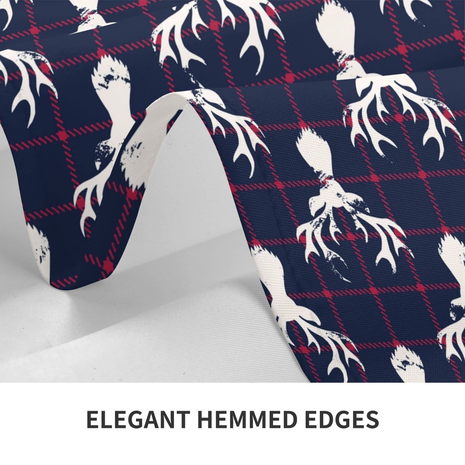 Cukemip Farmhouse Table Cloth Moose Deer Navy Blue Plaid Tablecloth For Dinning Room Kitchen Birthday Party Outdoor Decorations