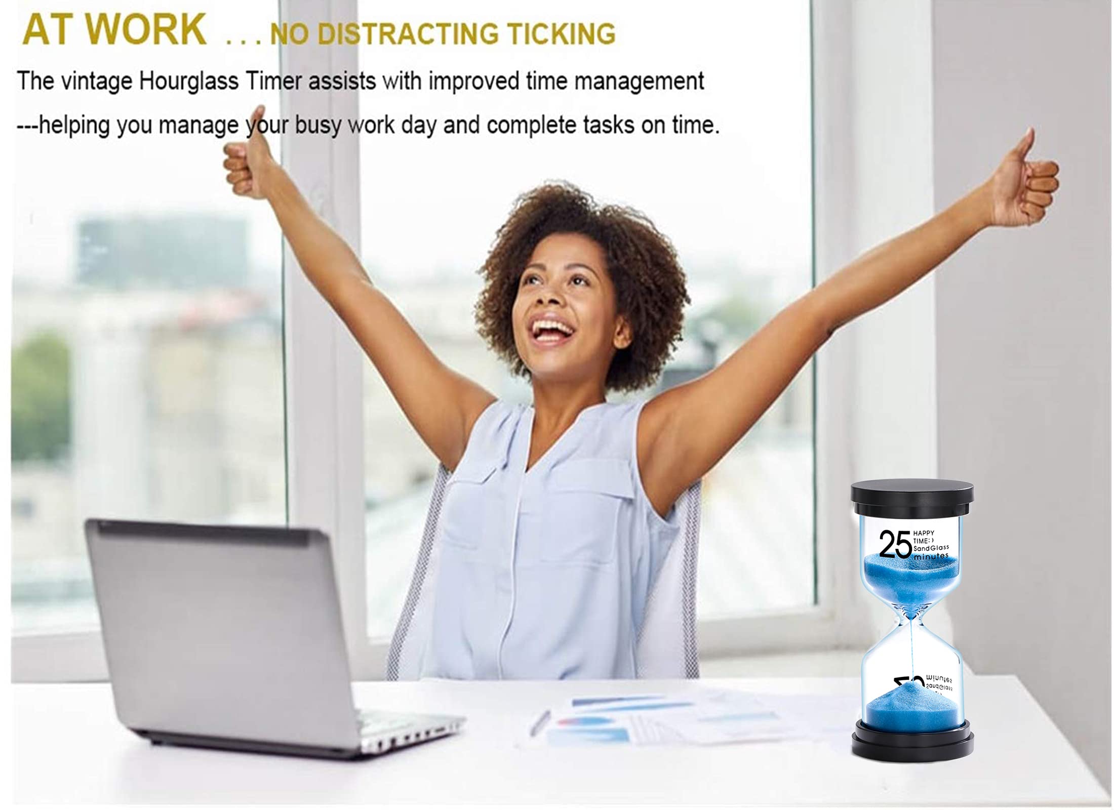 25 Minute Sand Hourglass Timer: Plastic Sand Clock, Sand Watch 25 Min, Extra Blue Reloj De Arena, Unity Hour Glass Colorful Sand