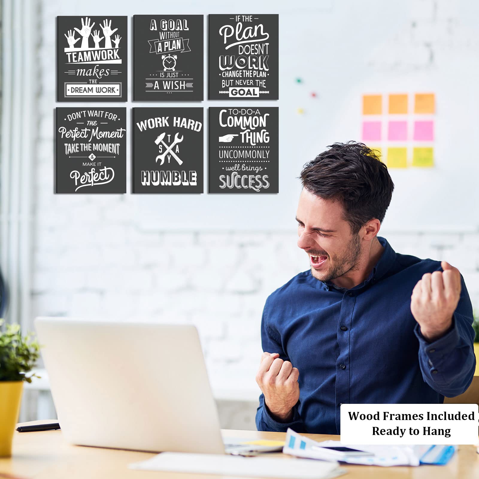 Framed Teamwork Wall Art For Office, Black And White Office Wall Decor In This Office Positive Wall Art For Office, Ready To Han