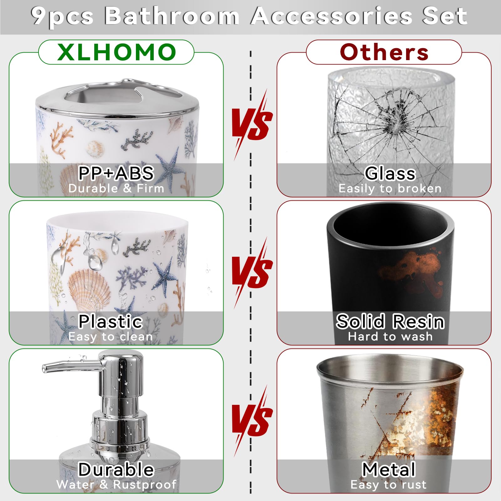 Bathroom Accessories Set 9 Piece Sea Bathroom Sets With Trash Can Bathroom Accessory Set Ocean Bathroom Accessories Set