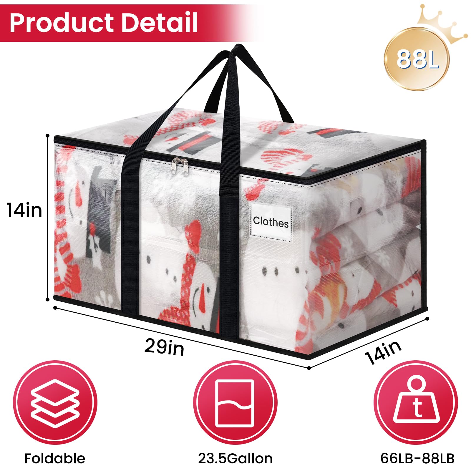 Roomhacks Clear Moving Bags Heavy Duty Extra Large, Moving Supplies With Reinforced Handle And Double Zipper, Storage Bags For M