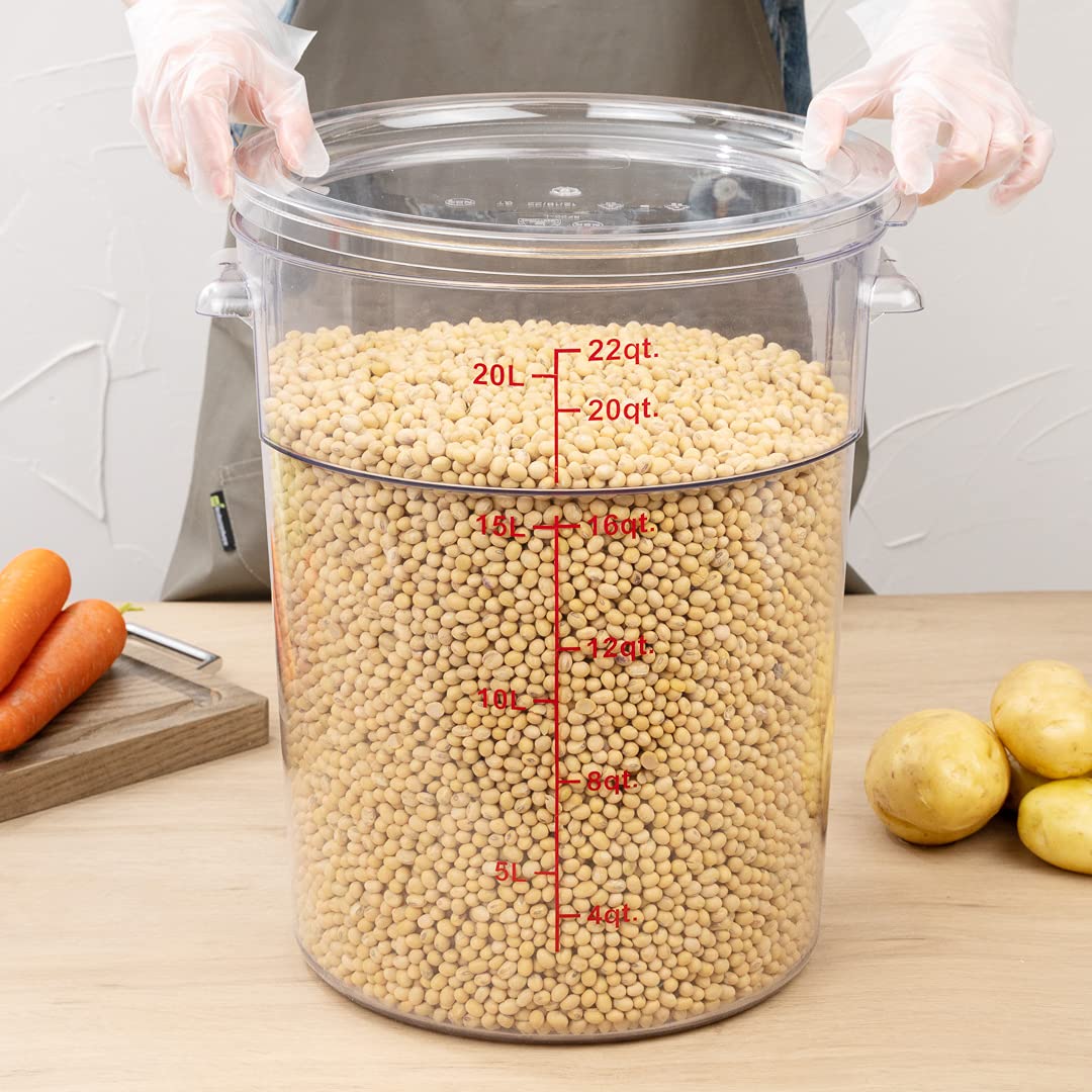 Restaurantware Met Lux 22 Quart Food Storage Container, 1 Round Commercial Storage Container - Lid Sold Separately, With Volume