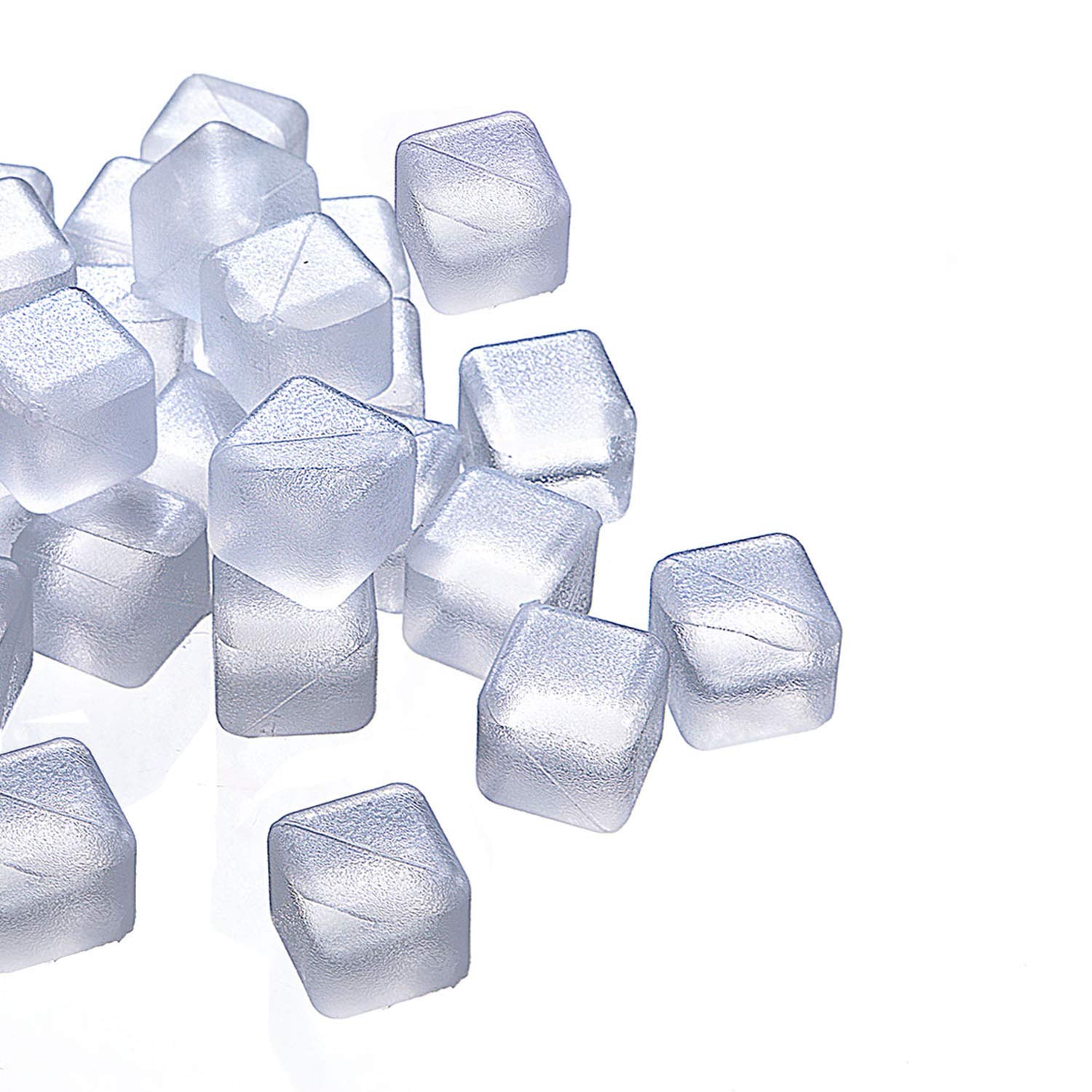 Reuable Ice Cube for Drinks - White Clear Plastic Ice Cube to Keep Drink Cool Longer Filled With Pure Water (20 Packs)
