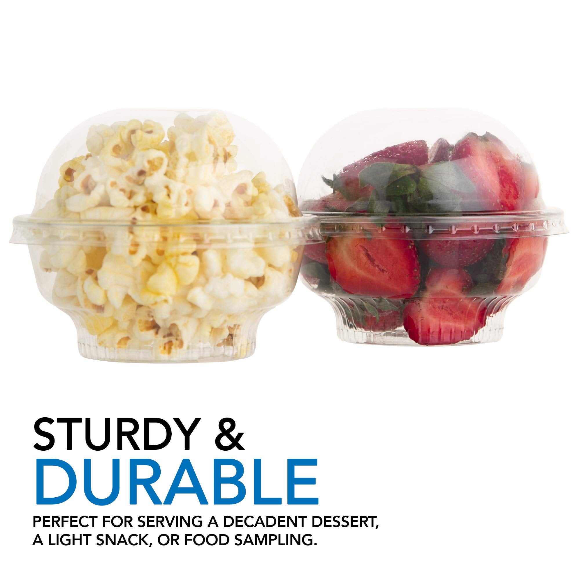 Mini Clear Plastic Dessert Cups With Lids 5 Oz (Set Of 50) Small Disposable Parfait Cup, Dome Lid - No Hole, 5-Ounce Party Fruit