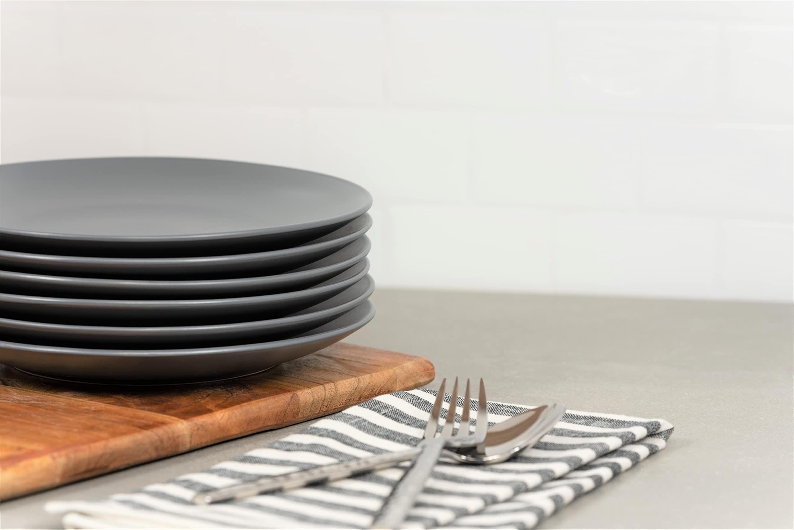 10 Strawberry Street Wazee Matte 825 coupe Salad Plate, Set of 6, charcoal gray