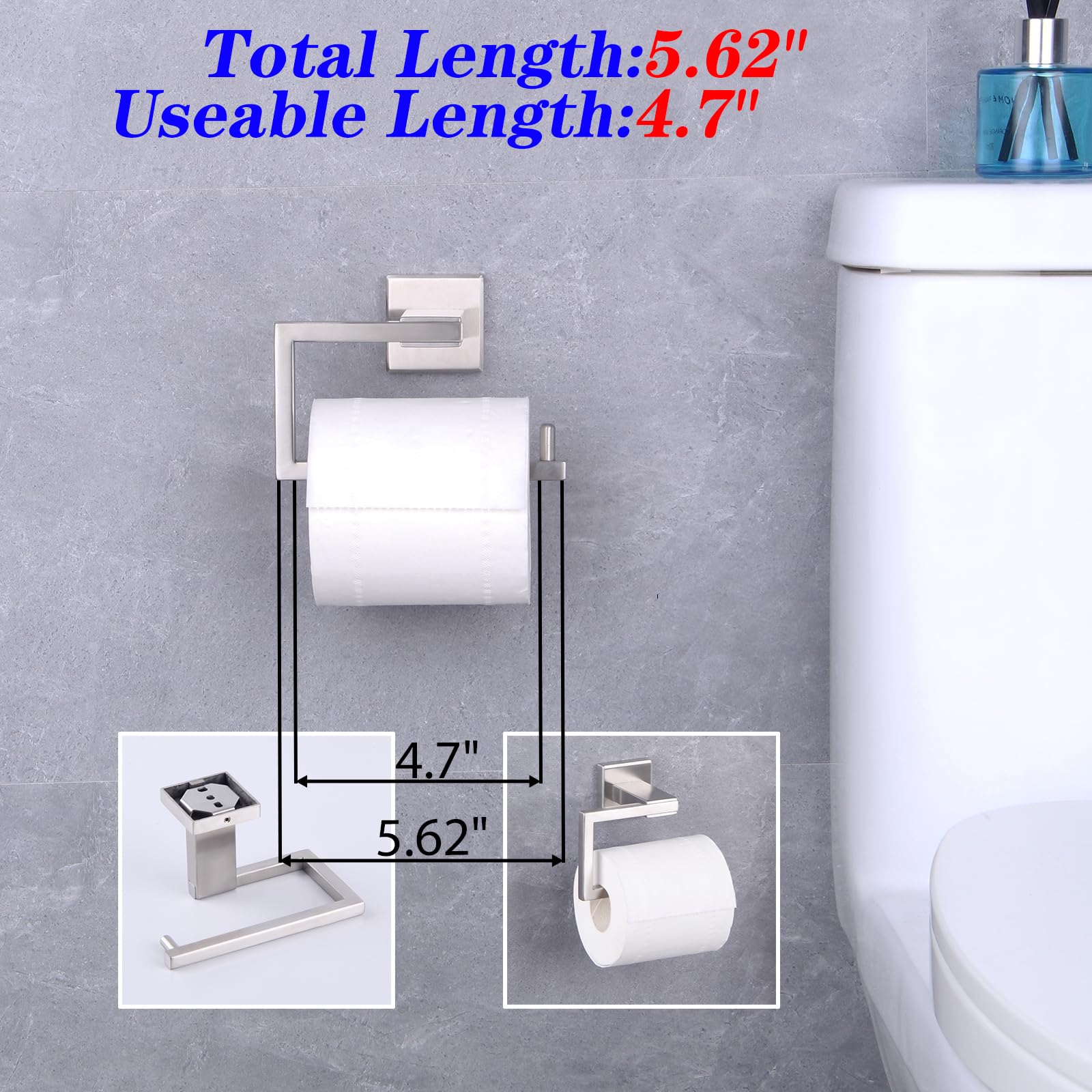 GERZ Bathroom Hardware Accessories Sets Brushed SUS304 Stainless Steel Bath Shower Set 2-Pieces (Toilet Paper Holder Towel Ring) Contemporary Style