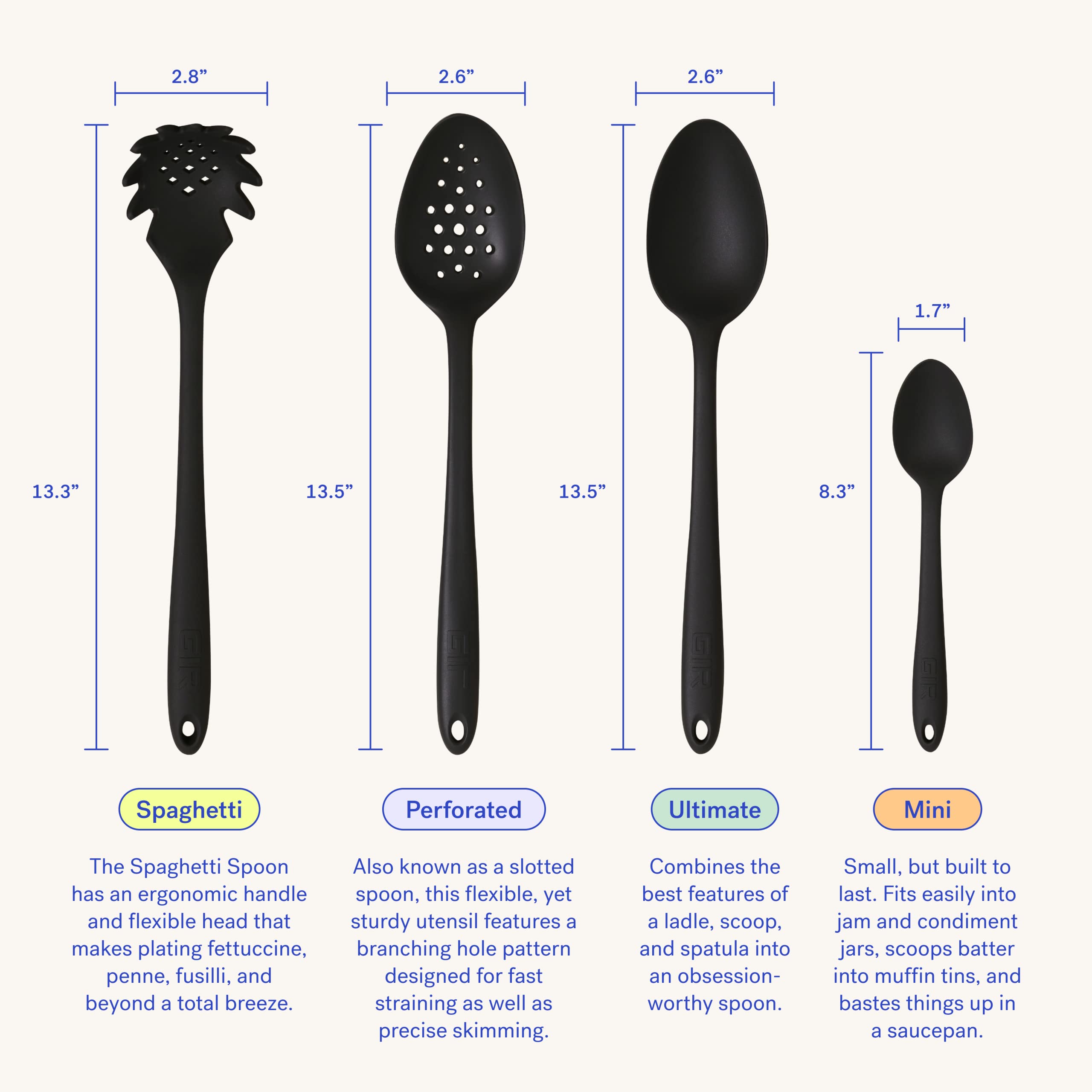 Gir: Get It Right | Heat-Resistant Up To 550  F | Seamless, Nonstick Perforated Kitchen Spoons For Mixing, Cooking, And Stirring