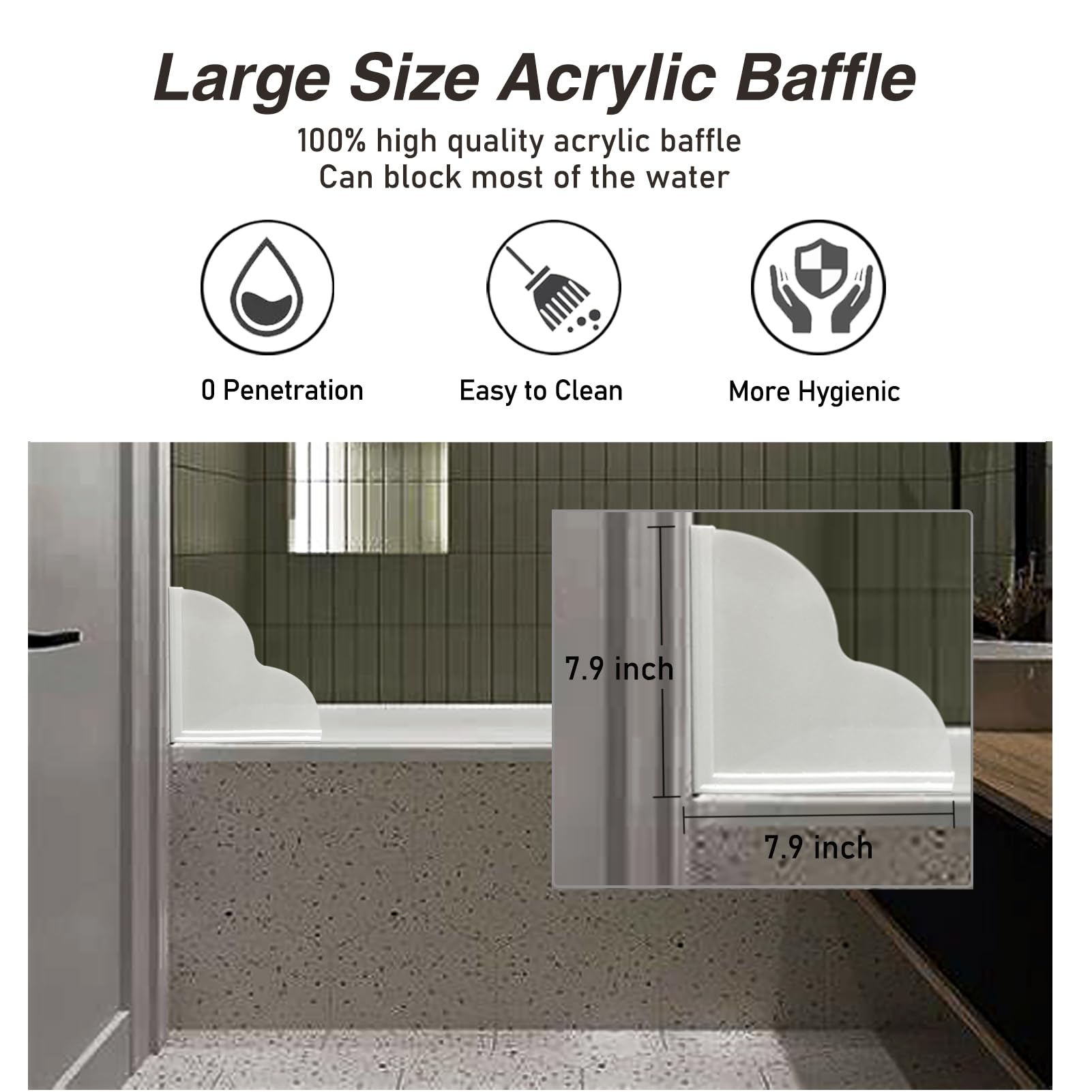 Failun Shower Splash Guard, 2Pcs Tub Water Splash Guard With Self-Adhesive Splash Guard For Bathtub Corner To Keep Water In Show