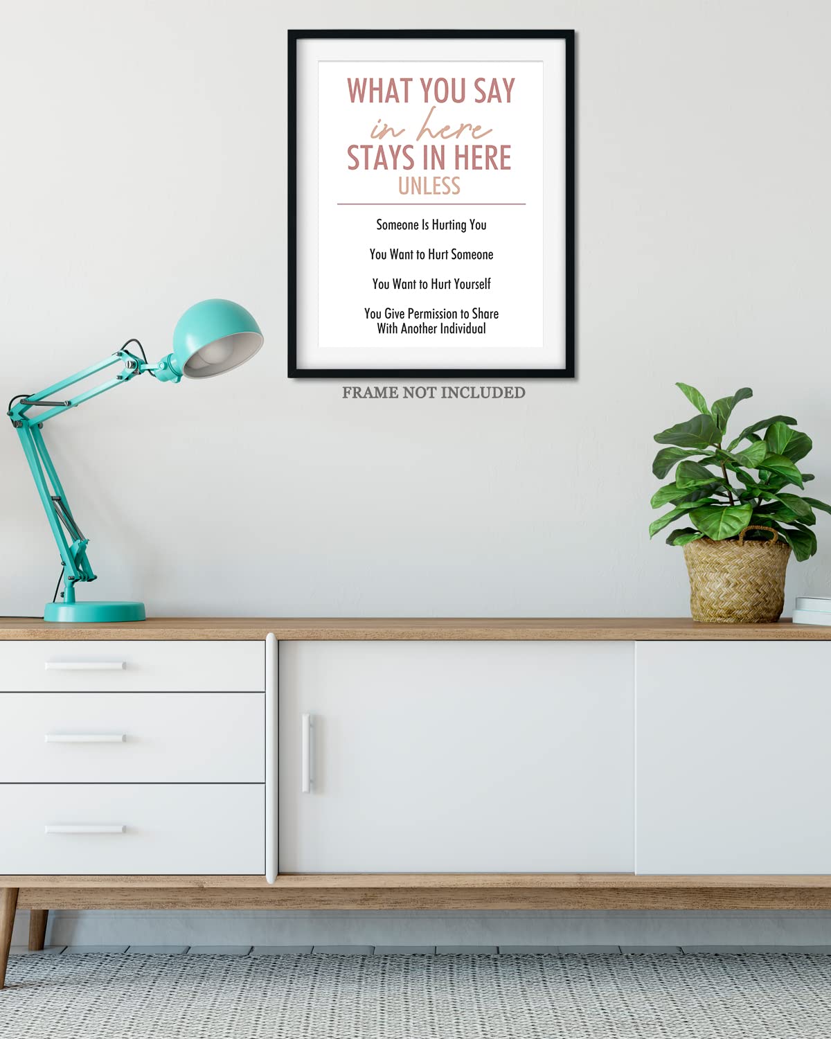 Govivo What You Say In Here Stays In Here - Wall Decor For Therapy Office - Mindfulness Wall Decor - Counseling Office - Mental