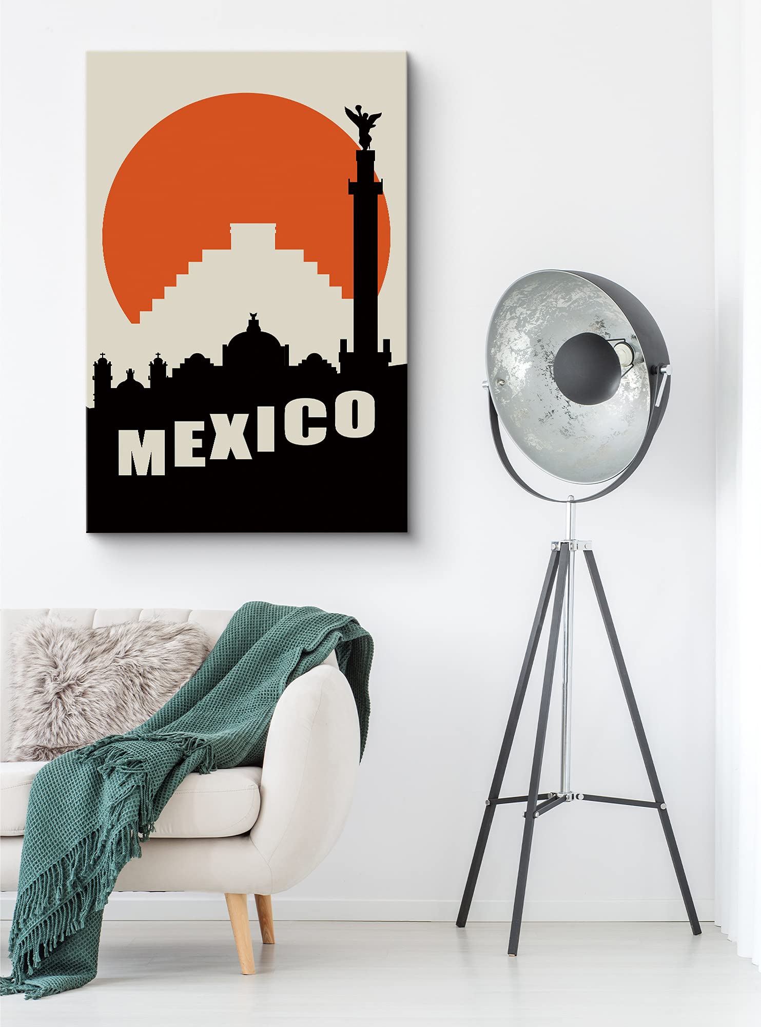 Nwt Canvas Print Wall Art Silhouette Of Pyramid In Mexico Architecture & Maps Cities Illustrations Modern Art Global Landscape M