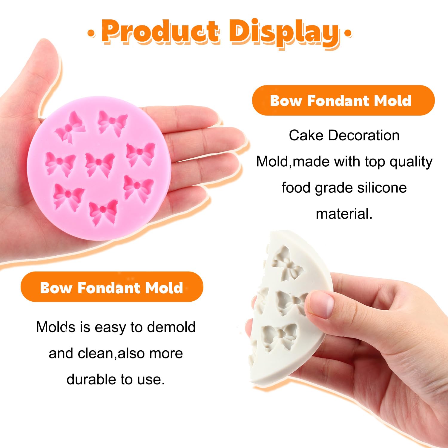 Rfghac Mini Bow Silicone Molds Bowknot Fondant Chocolate Mold For Cake Decorating Cupcake Topper Candy Gum Paste Polymer Clay Se