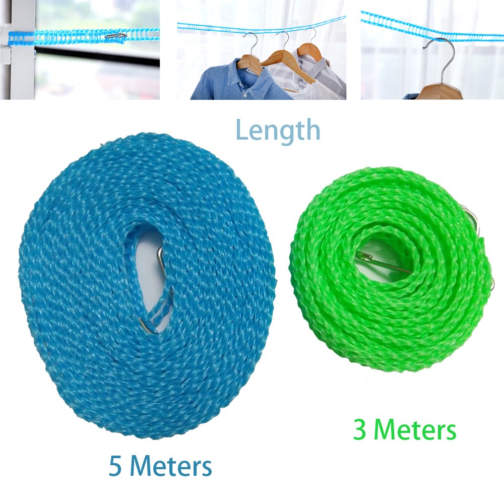 2 Pack Nylon Clothesline Windproof Clothes Drying Rope Travel Clothes Line Portable Laundry Line Hanger Rope For Indoor Outdoor