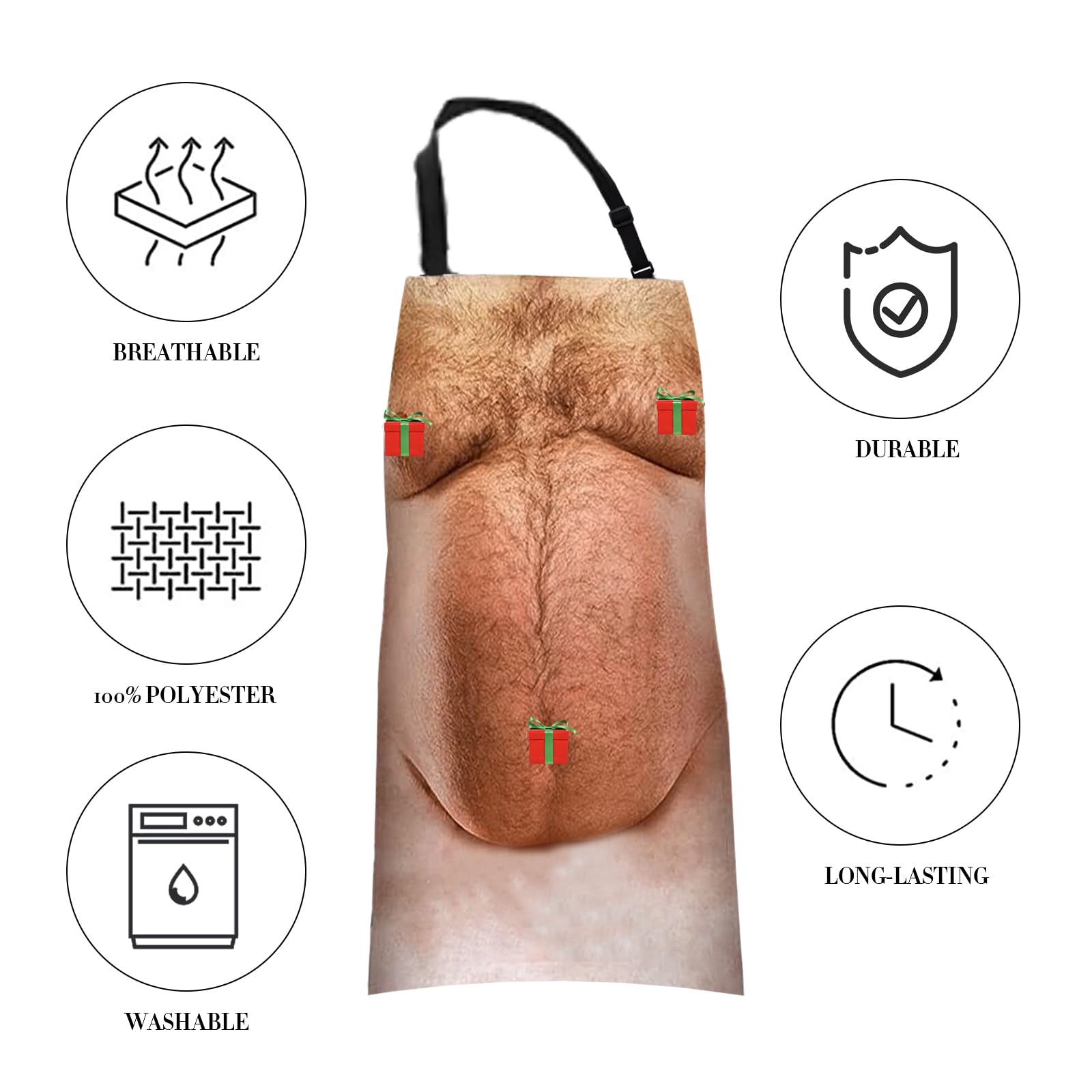 Casetank White Elephant Apron, Funny Gifts For Dad, Men, Adults - One Size Fits All, White, Cartoon Theme