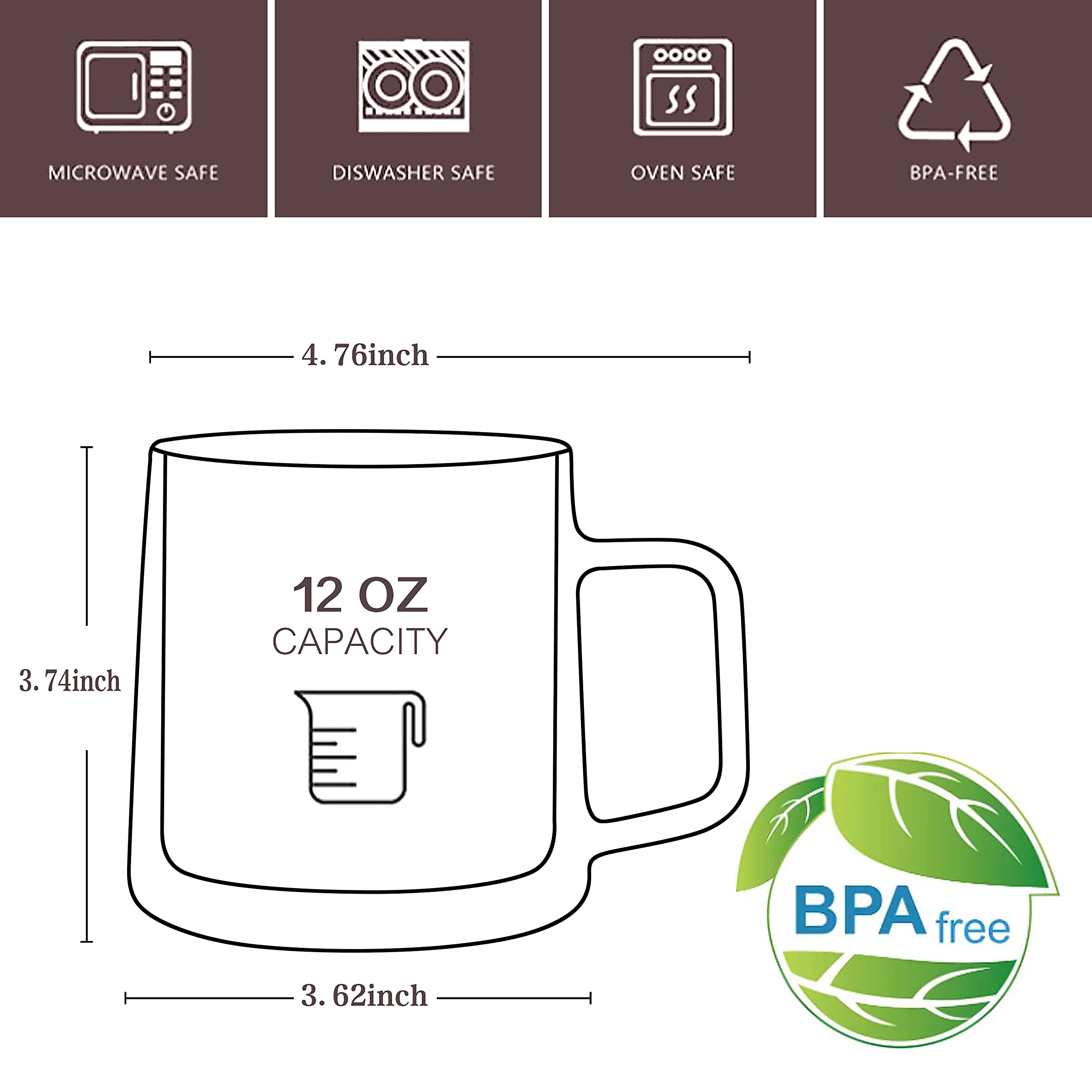 Cnglass 12Oz Glass Coffee Mugs,Double Wall Insulated Glass Cups With Handle,Clear Espresso Mugs For Latte,Cappuccino,Tea Bag,Set