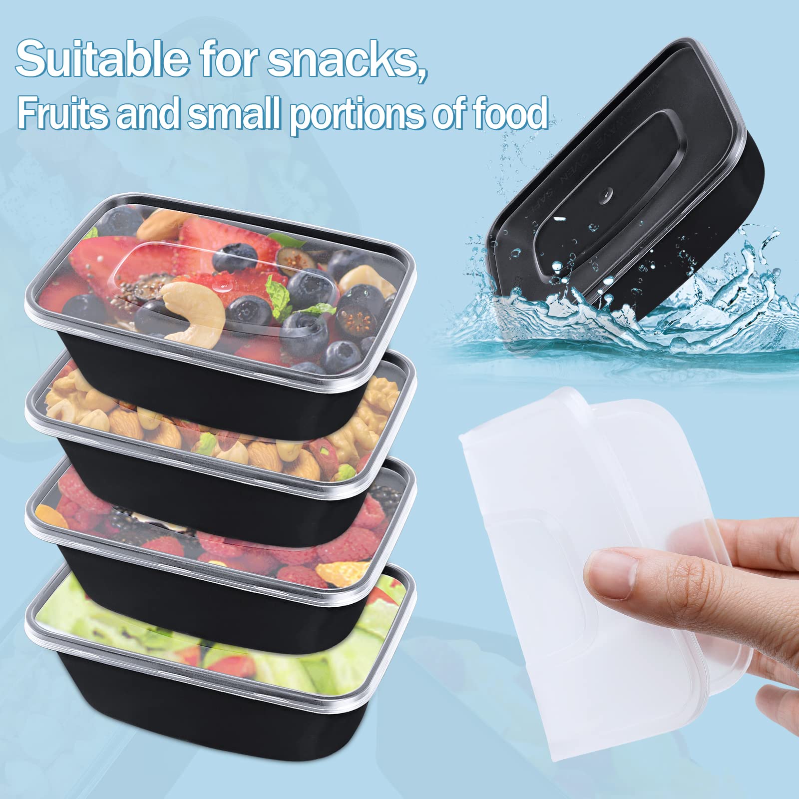 Meal Prep Container, 26 Oz [50 Pack]-Single 1 Compartment Food Meal Prep Containers Reusable, Bpa Free Extra-Thick Disposable Fo