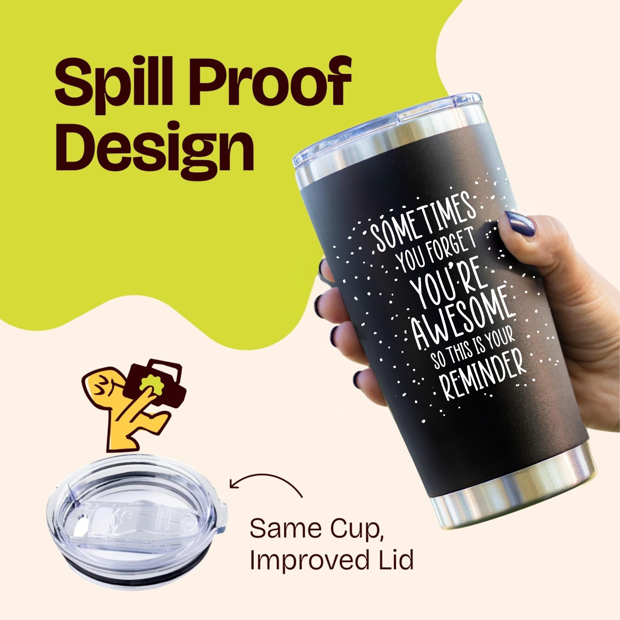 Dad Gifts for Fathers Day Cup - Sometimes You Forget Your Awesome Gifts Black 20oz Motivational Coffee Tumbler Birthday Gift for