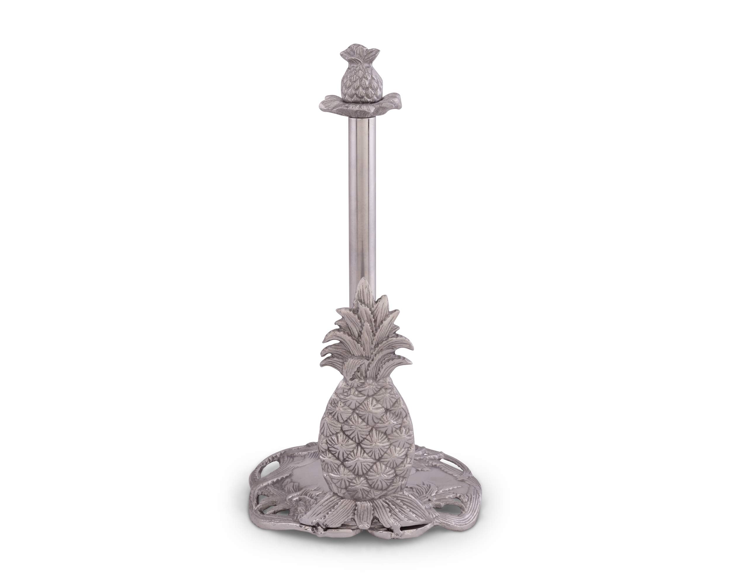 Arthur Court Pineapple Countertop Decorative Paper Towel Holder Aluminum Metal 14.5 Inch Standing Tall